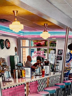 Classic American Diner: Photorealist Painting Oil on Canvas