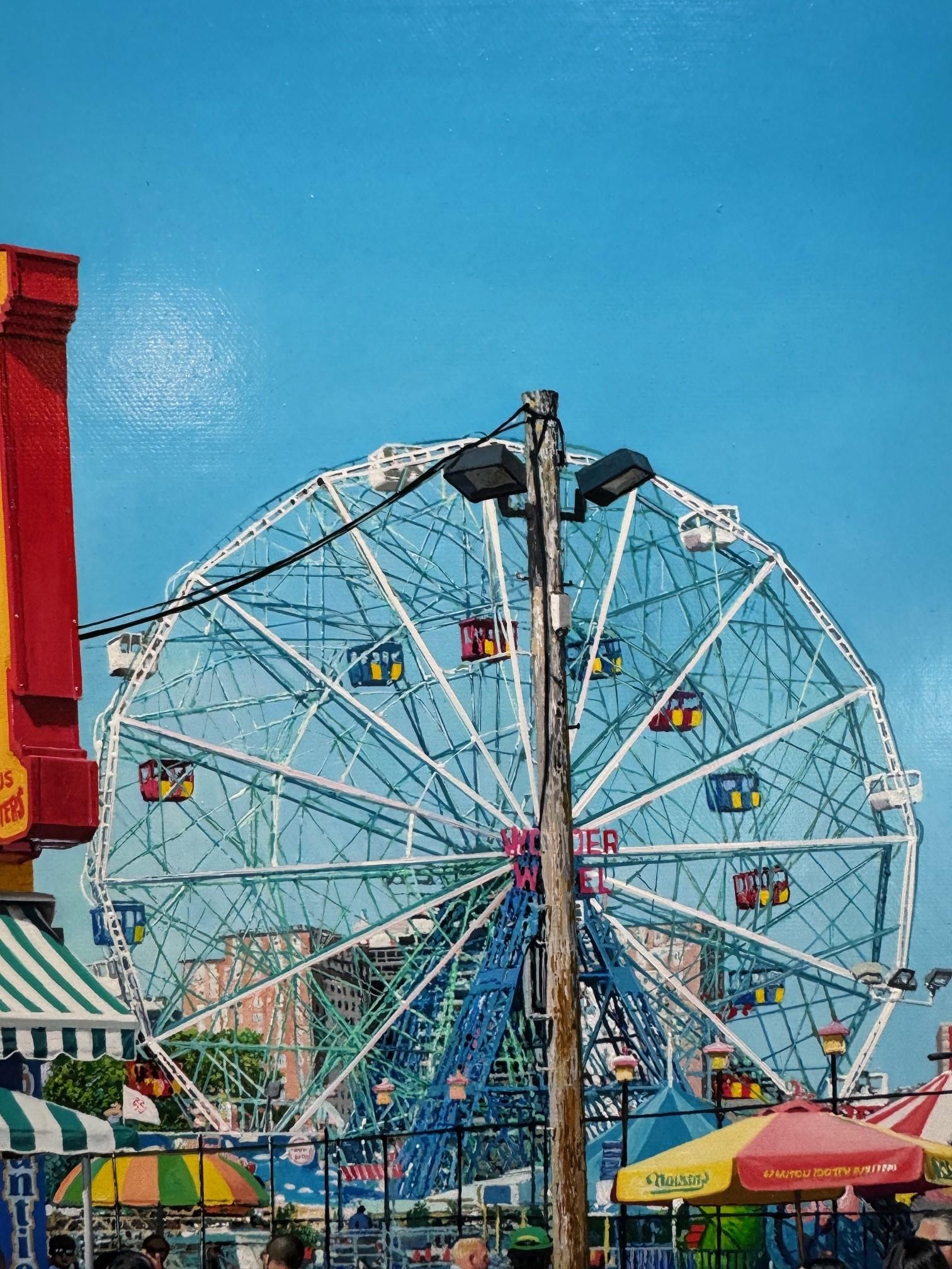Coney Island, New York - Photorealist Painting by Jesus Navarro