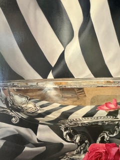 Dinner Party: Photorealist Oil on Canvas Painting, Contemporary