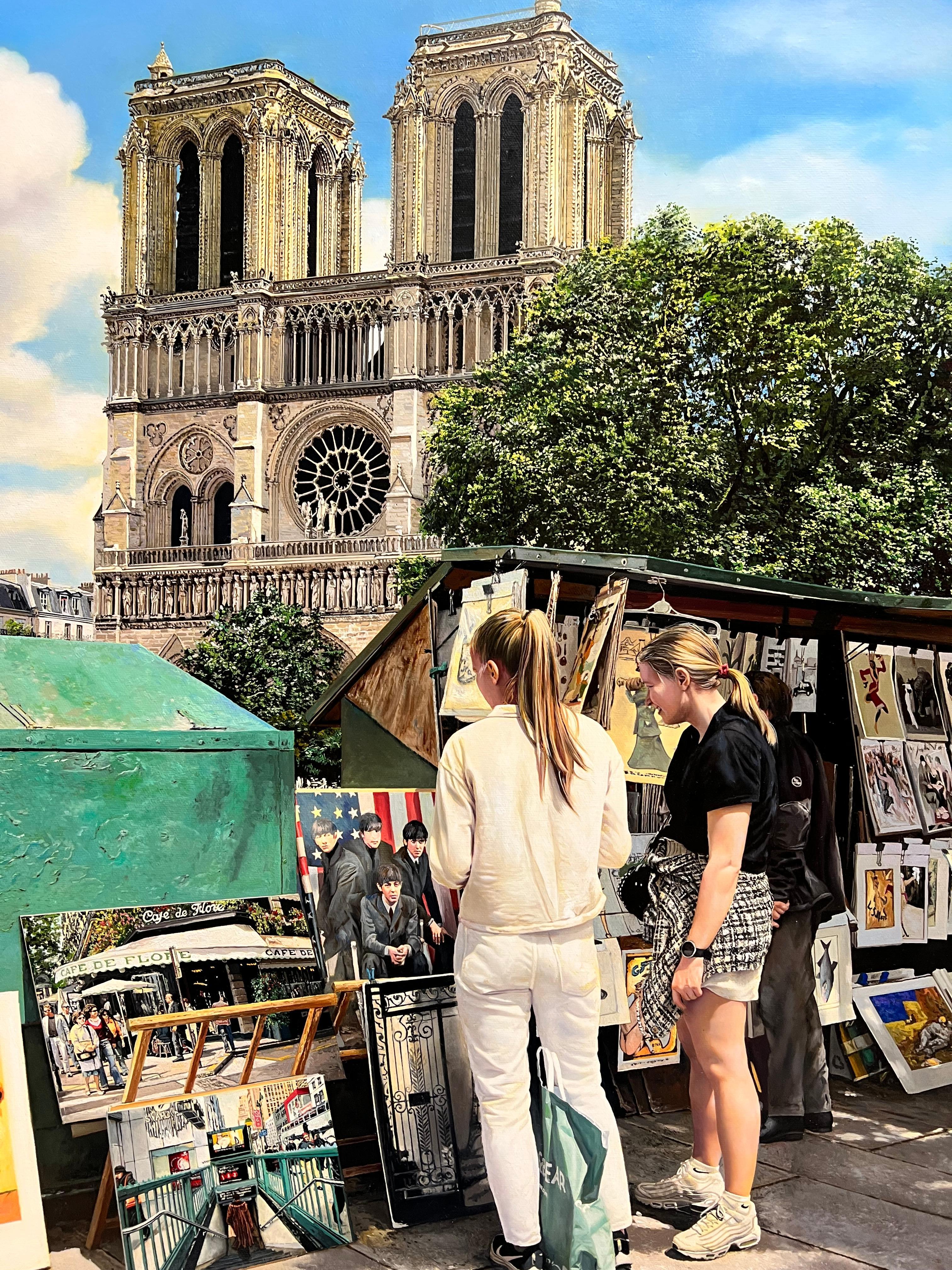 Notre Dame, Paris - Photorealist Painting by Jesus Navarro