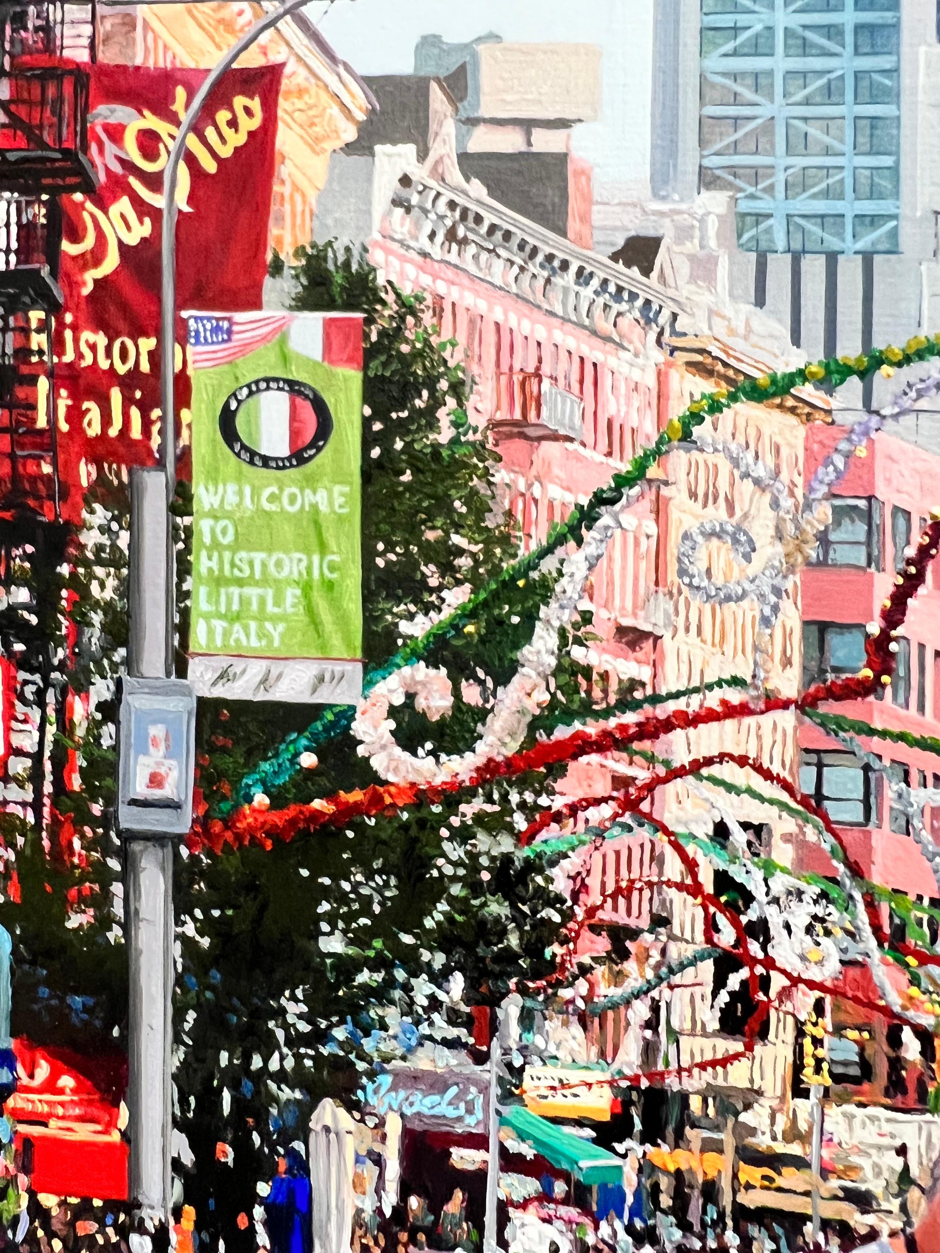 Pequena Italia (Little Italy) NYC - Black Figurative Painting by Jesus Navarro