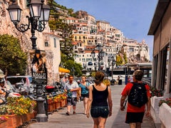 Walking along the Amalfi Coast: Photorealist Oil Painting