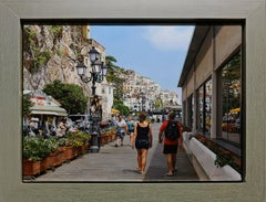 Walking along the Amalfi Coast: Photorealist Oil Painting