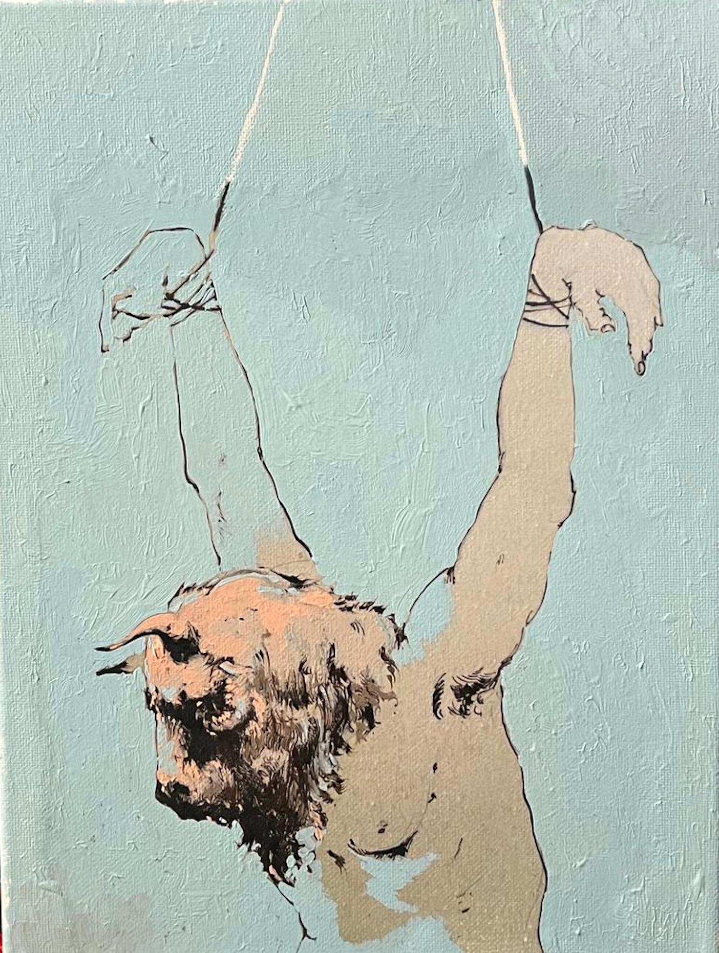 Gemälde eines Minotauren, Original Ölgemälde auf Leinwand des kubanischen Künstlers