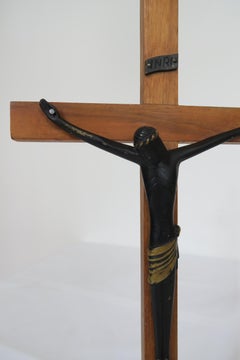 Jesus on Cross Figurine by Hagenauer Made from Nutwood and Sooted Brass