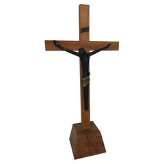Jesus on Cross Figurine by Hagenauer Made from Nutwood and Sooted Brass