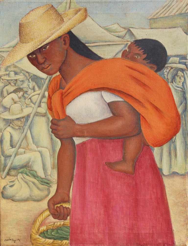 Mother and Child by Latin American Artist Jesus Ortiz Tajonar - Modern Painting by Jesus Ortiz Tajonar