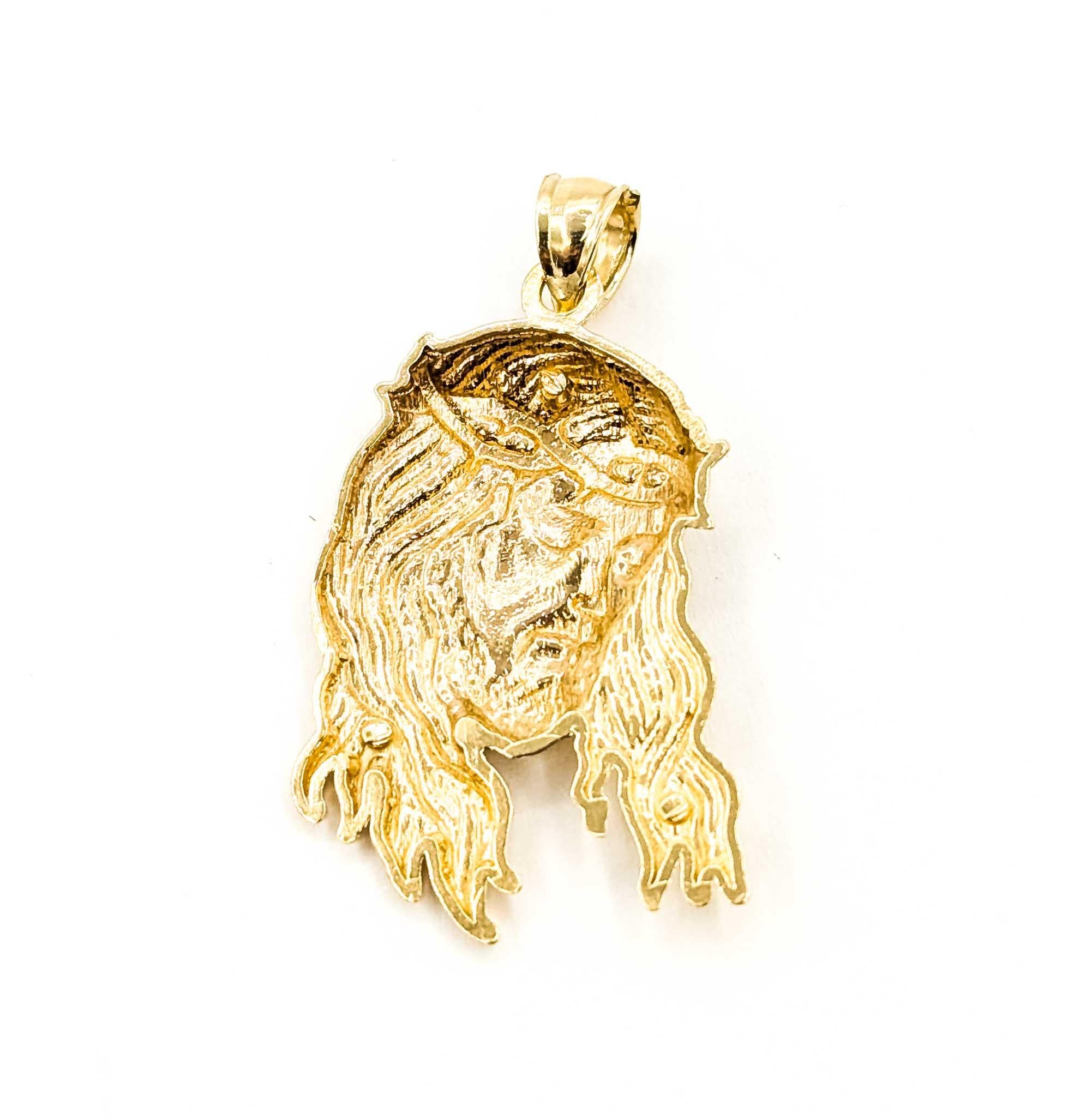 Contemporaneo Ciondolo Gesù con corona di spine in oro giallo 14k in vendita