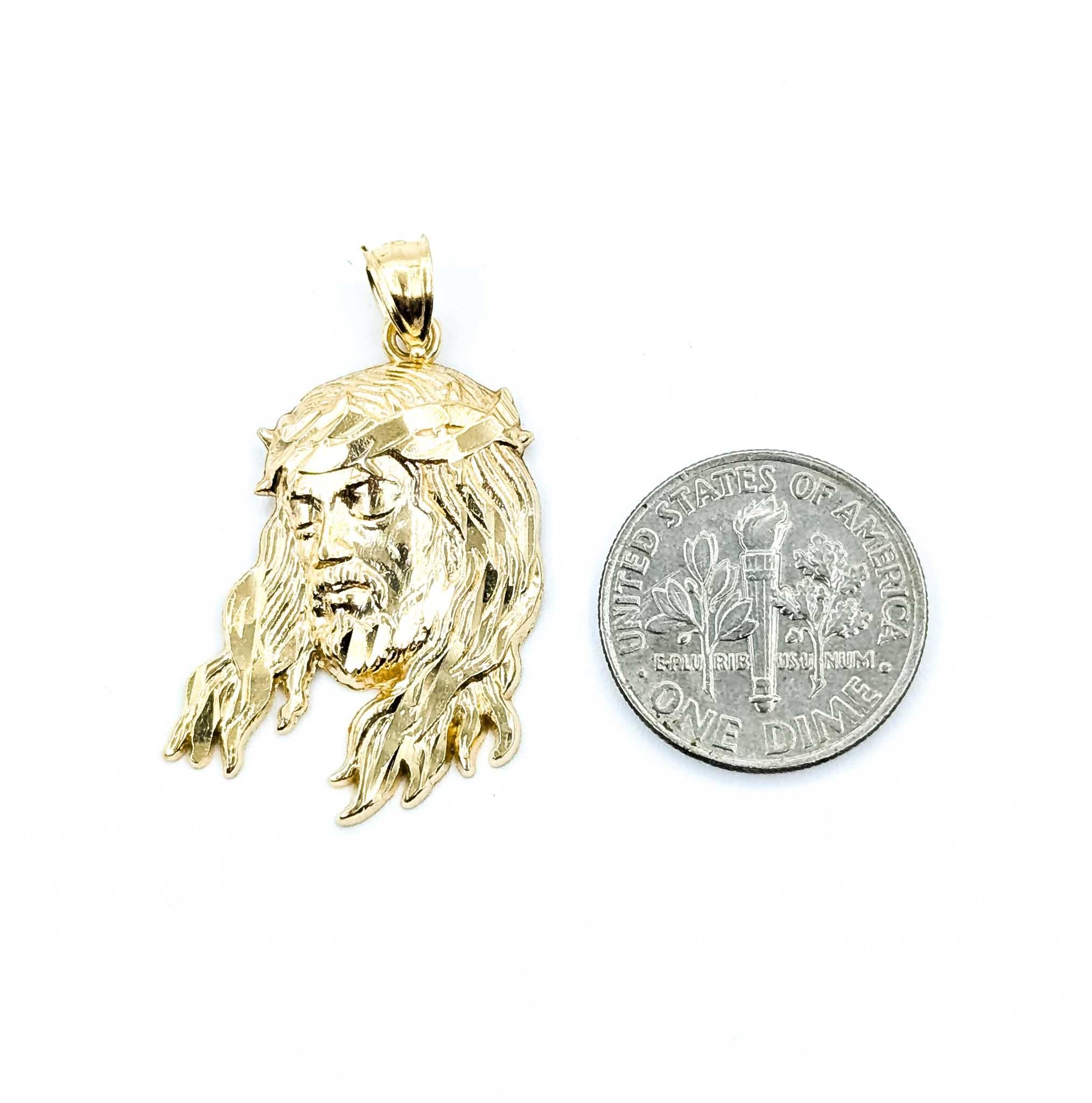 da uomo o donna Ciondolo Gesù con corona di spine in oro giallo 14k in vendita