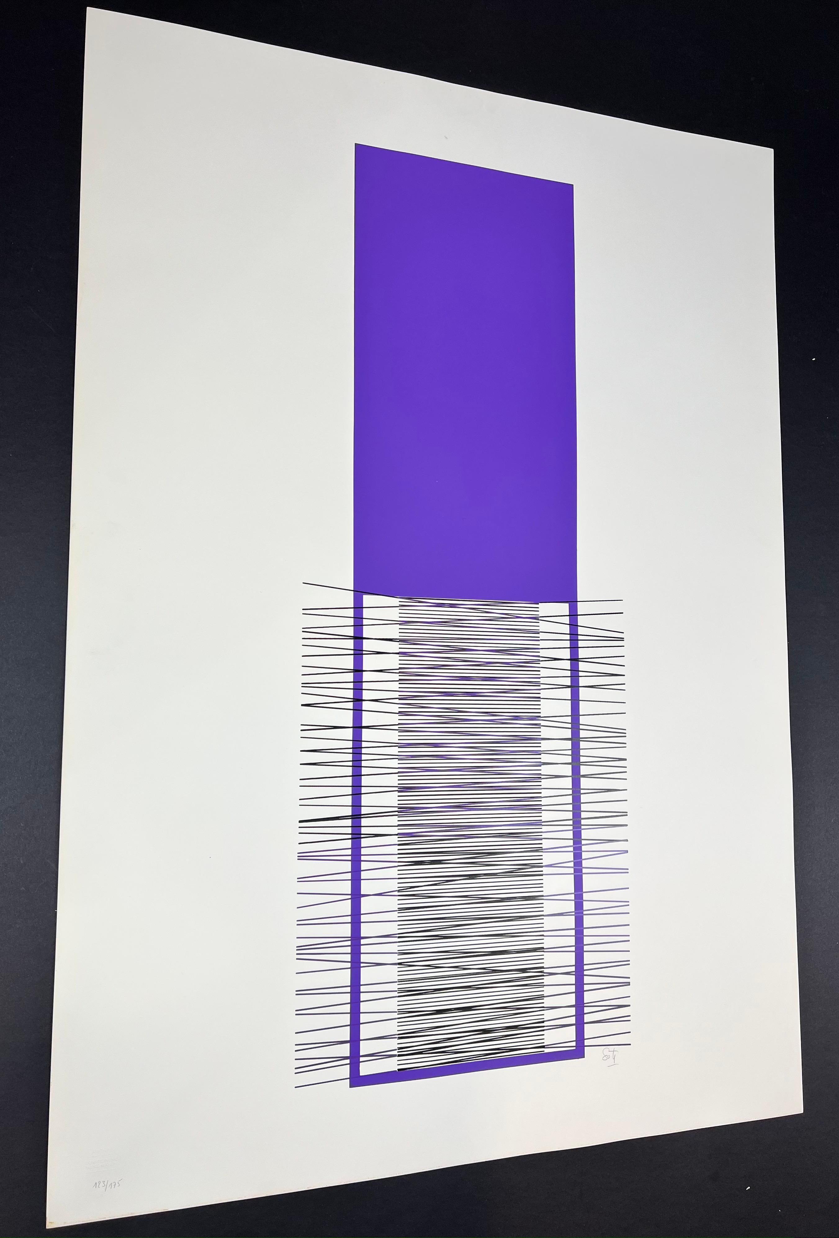 Jesús Rafael Soto ( 1923 – 2005 ) – Irritated Purple – hand-signed Screenprint  For Sale 5