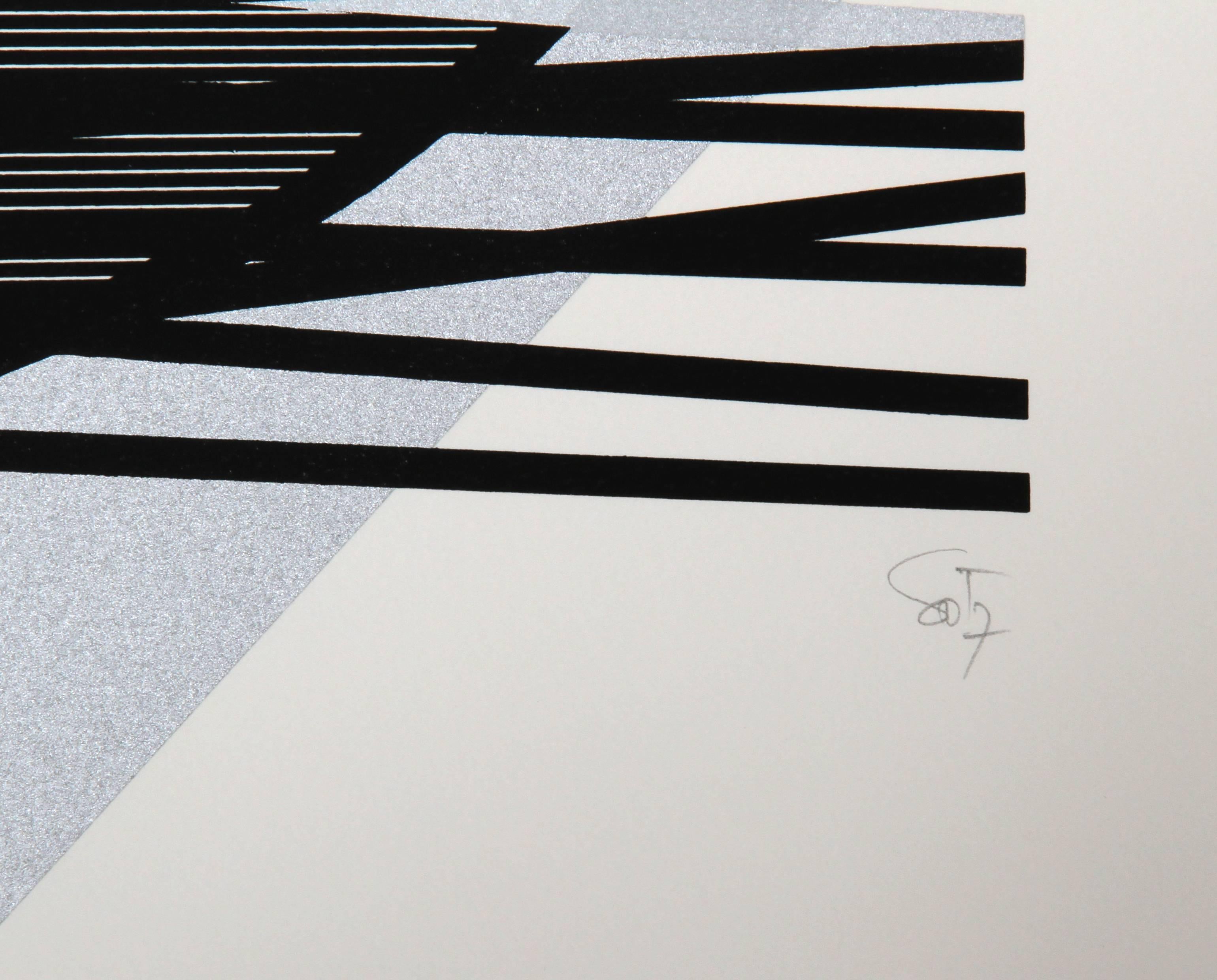 Ovalo Verde, serigrafia cinetica OP Art di Jesus Rafael Soto - Print di Jesús Rafael Soto 
