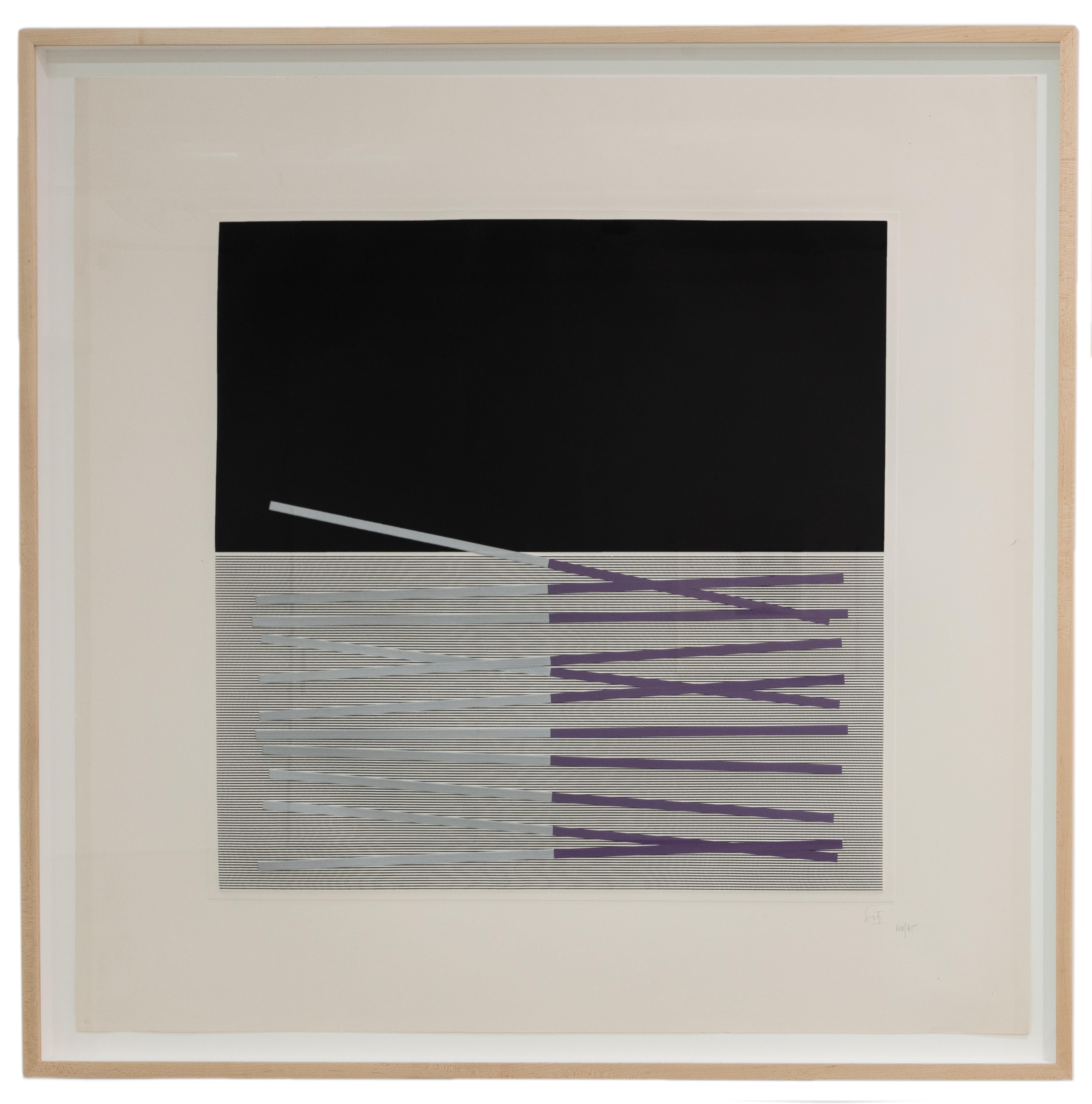 Jesús Rafael Soto  Abstract Print - Untitled (Variation en noir violet et bleu)