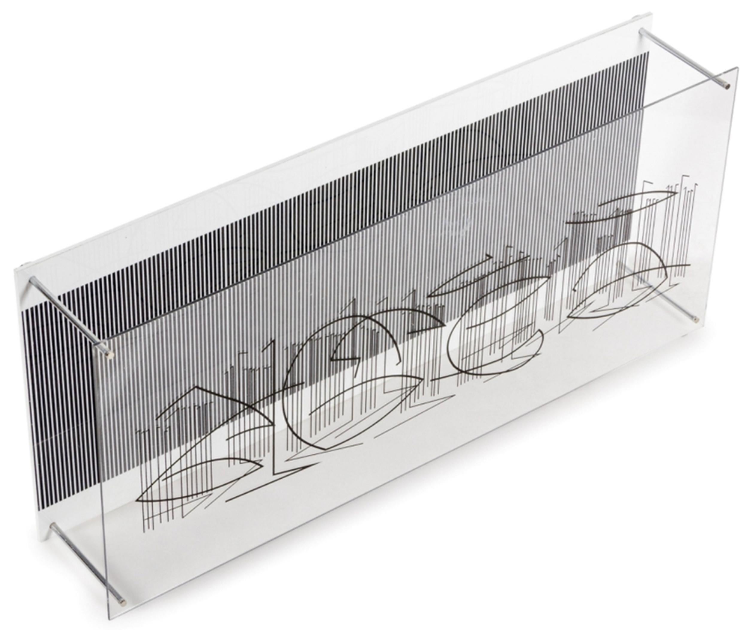 Serie Sintesis, Mixed Media Op Art Sculpture by Jesus Rafael Soto - Gray Abstract Sculpture by Jesús Rafael Soto 