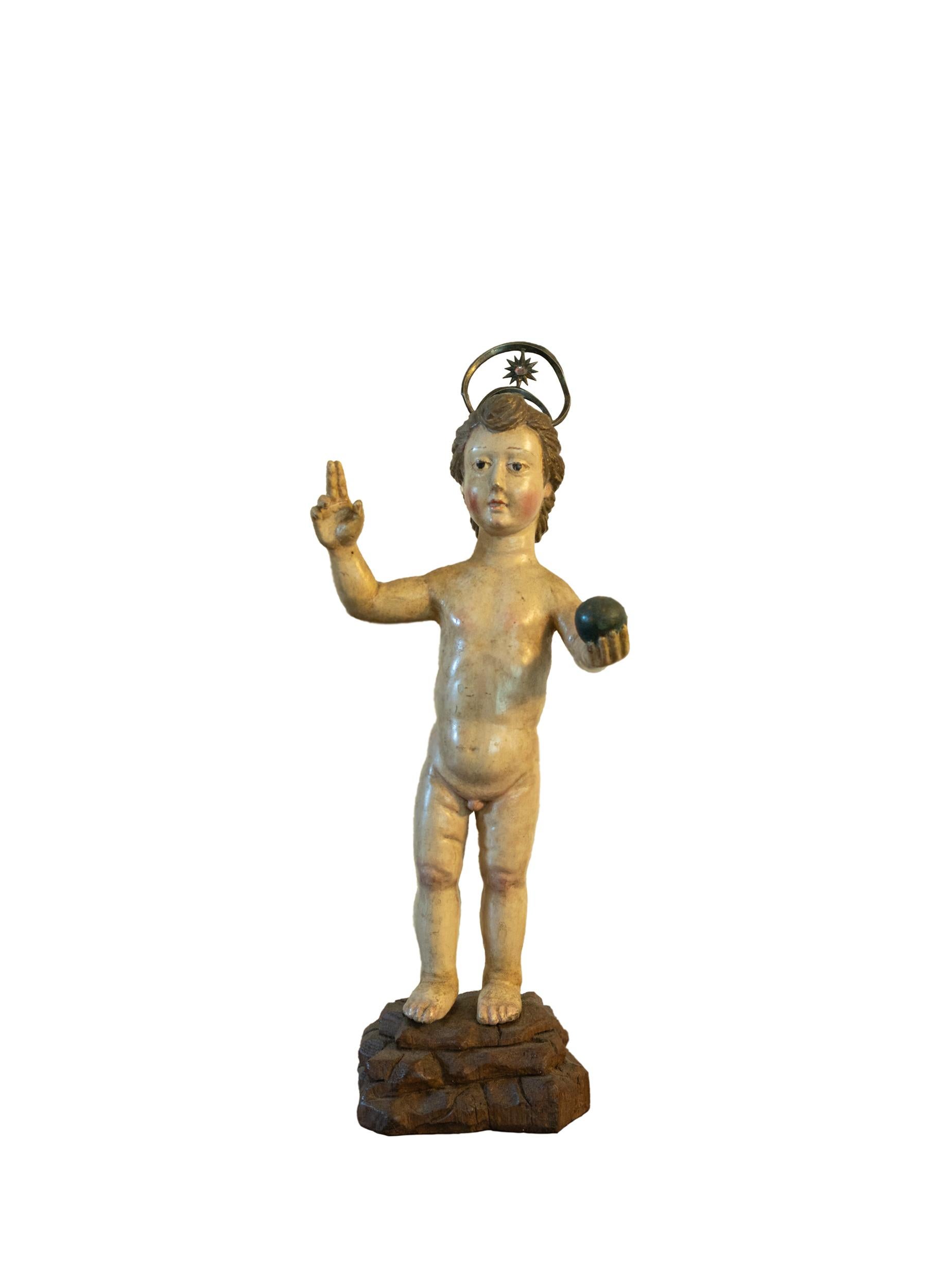 Sculpture de Jésus Salvator Mundi, art religieux flamand, 17e siècle Bon état - En vente à Lisbon, PT