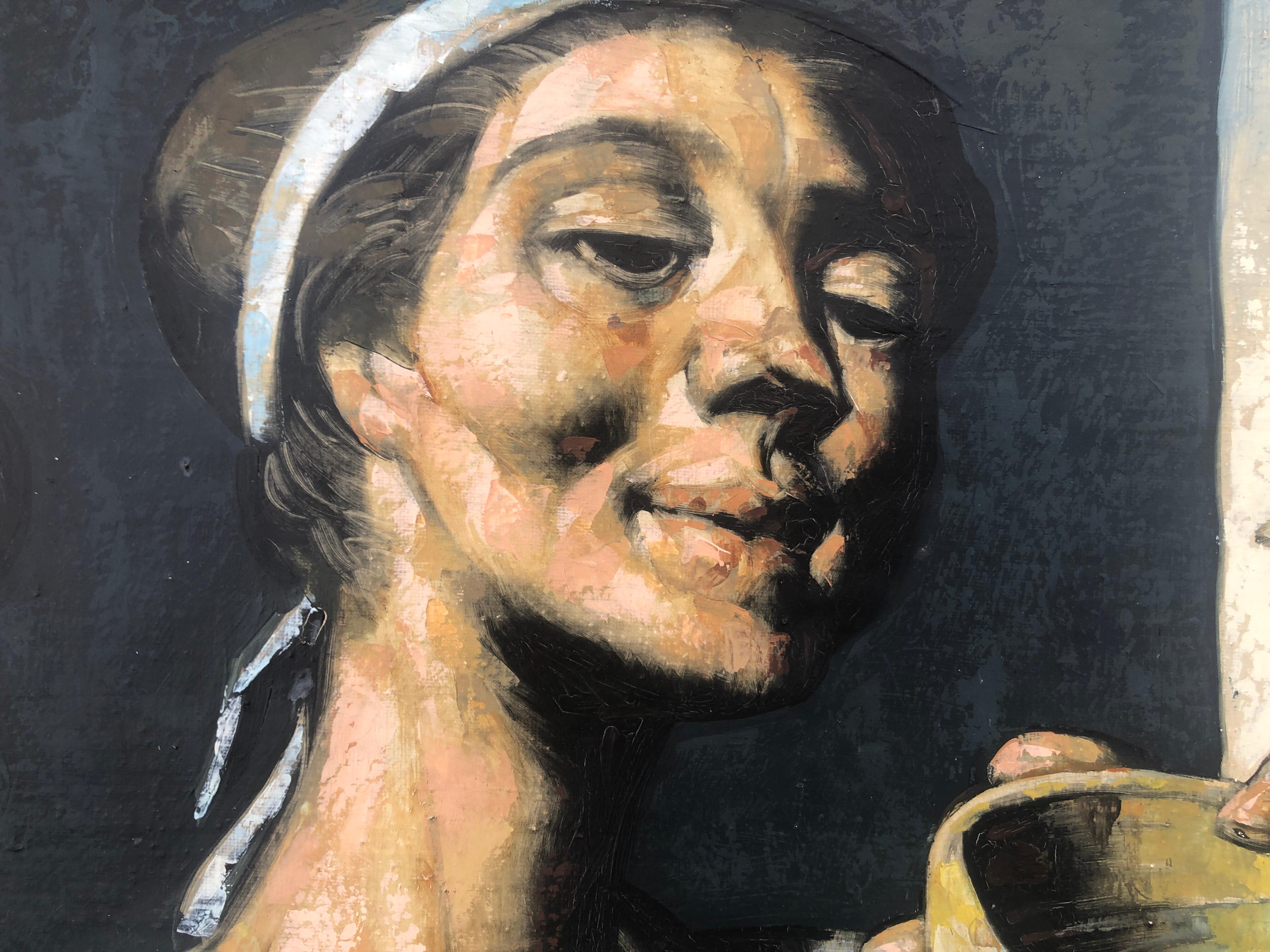 Esencia Andaluza óleo sobre lienzo pintura España pueblo español - Portrait Painting Negro de Jesus Villar