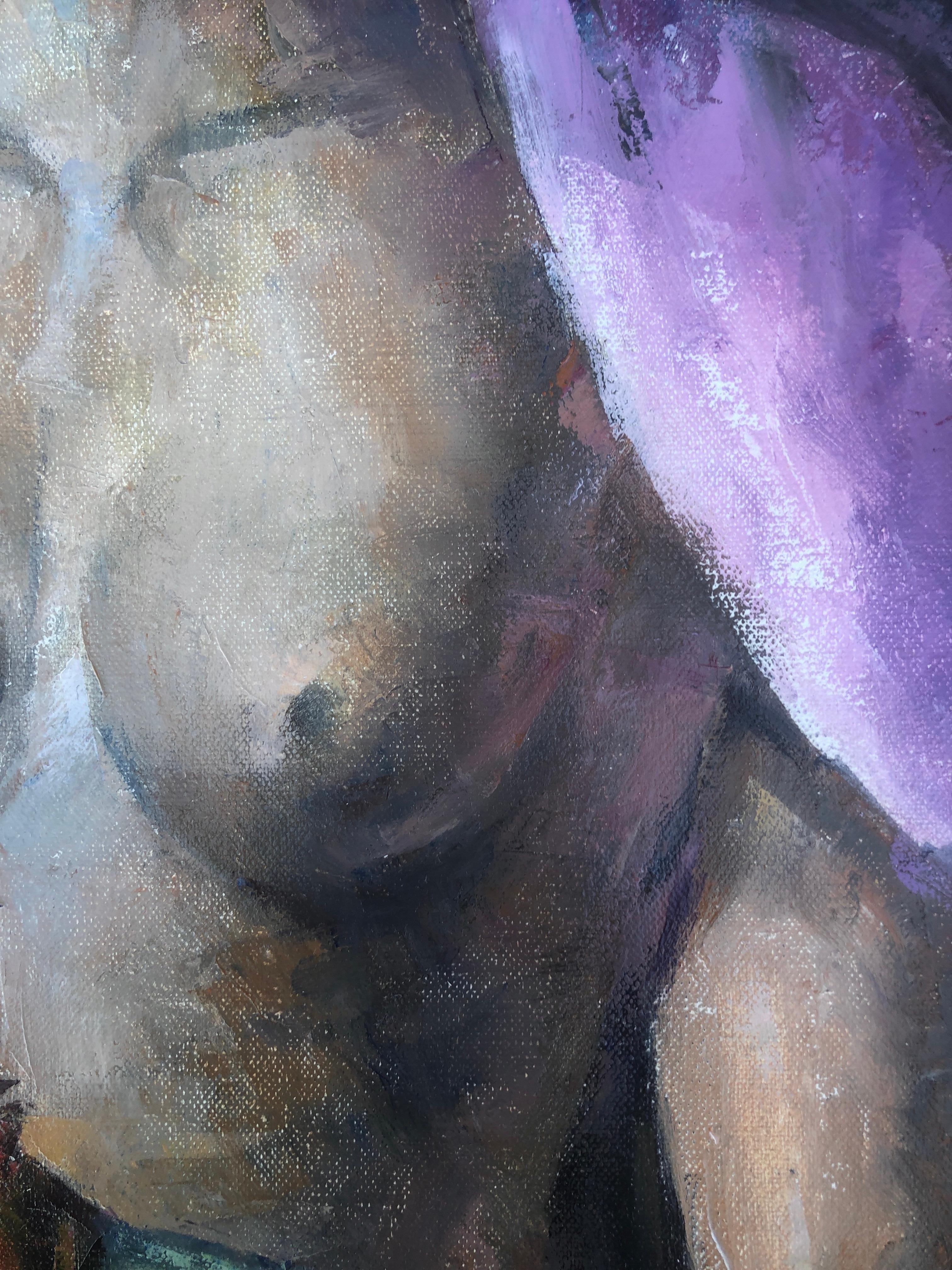 female nude with fruit oil on canvas painting - Other Art Style Painting by Jesus Villar