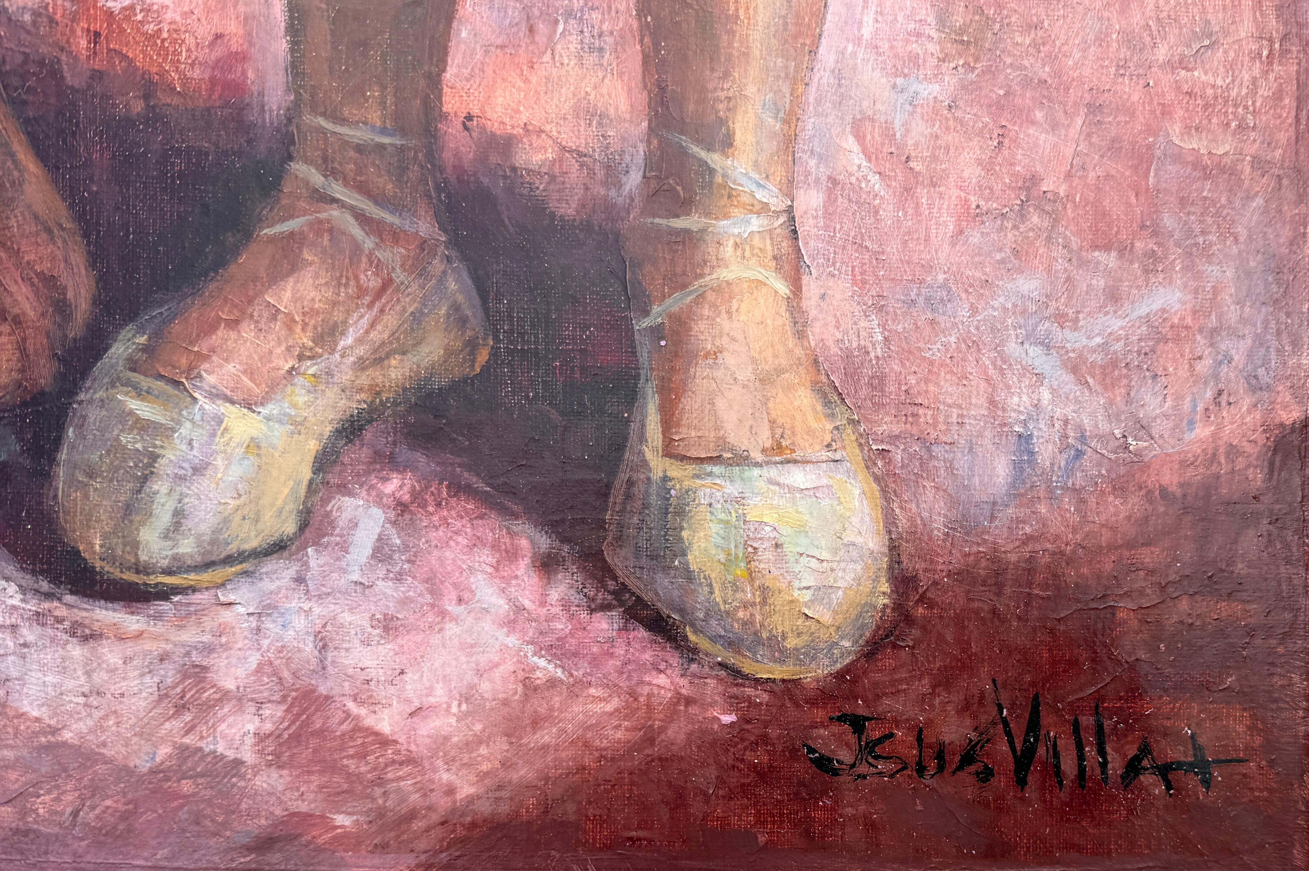 Familia campesina óleo sobre lienzo pintura Andalucia España - Painting de Jesus Villar