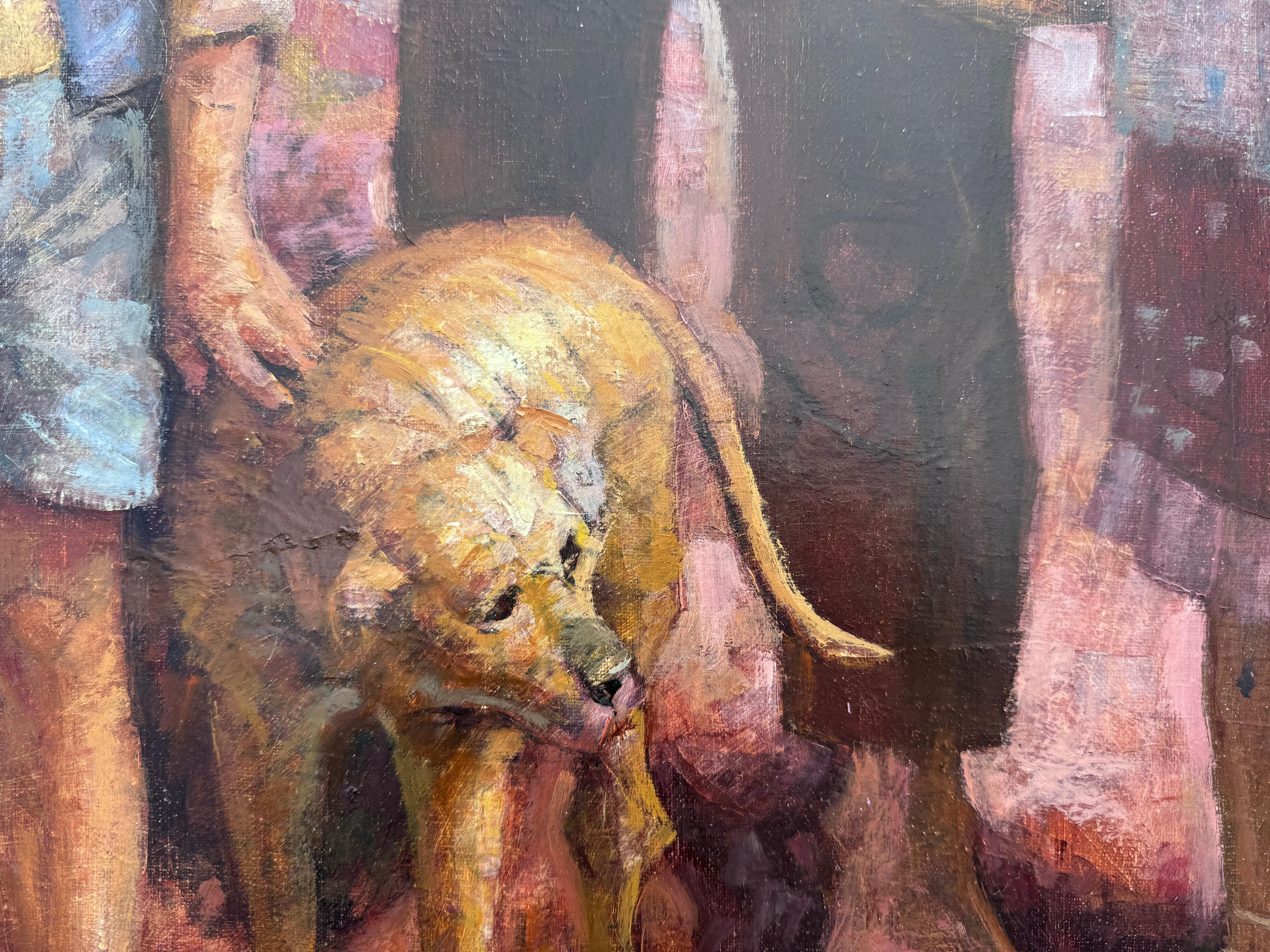 Familia campesina óleo sobre lienzo pintura Andalucia España - Painting Contemporáneo de Jesus Villar
