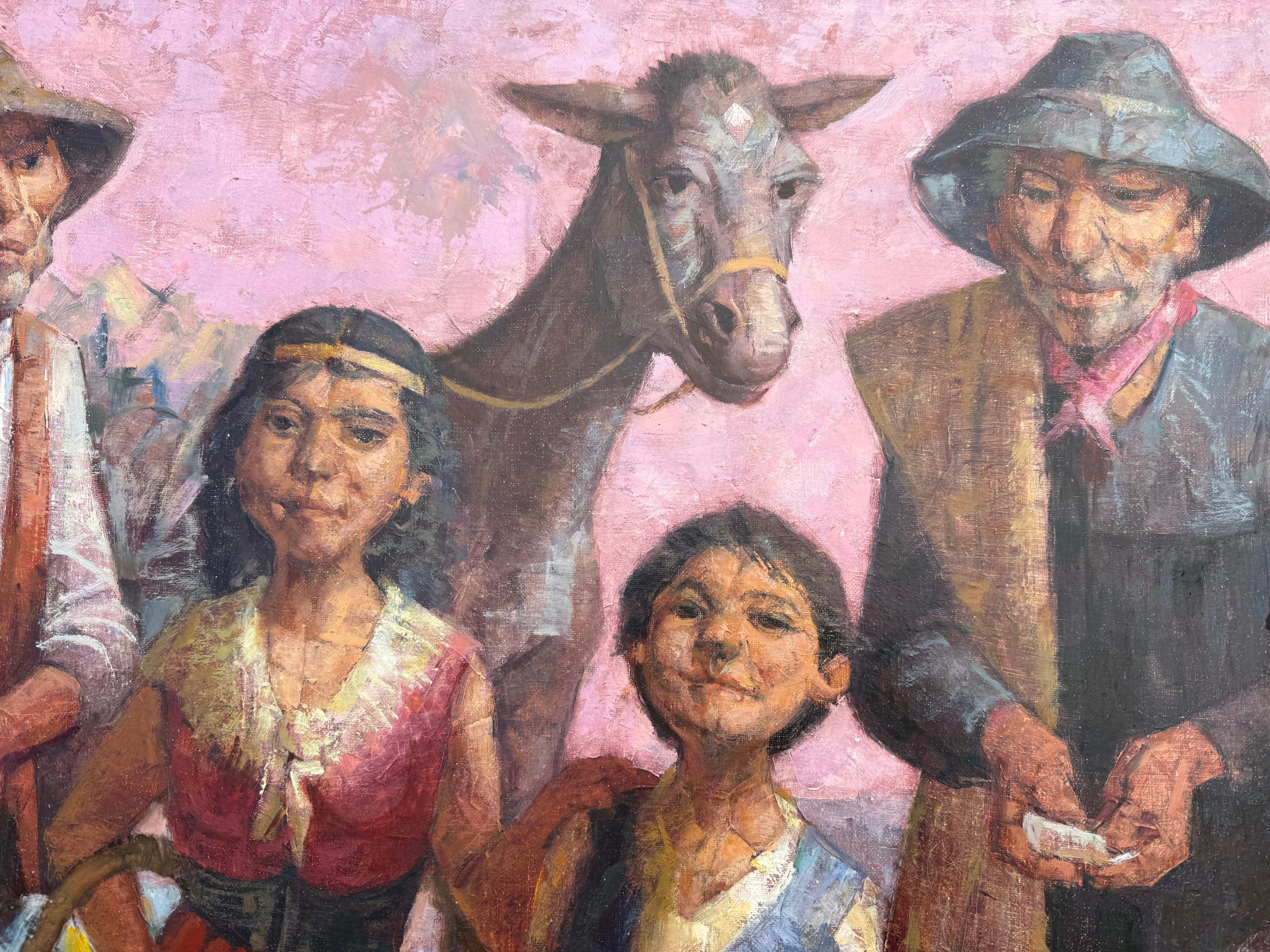 Title: Peasant Family

Artist: Jesús Villar (1930–2015)

Medium: Oil on canvas

Dimensions: 120 x 90 cm (47.2 x 35.4 in)

Support: Canvas on wooden stretcher

Signature: Signed in the lower right corner: Jesús Villar

Period: Circa