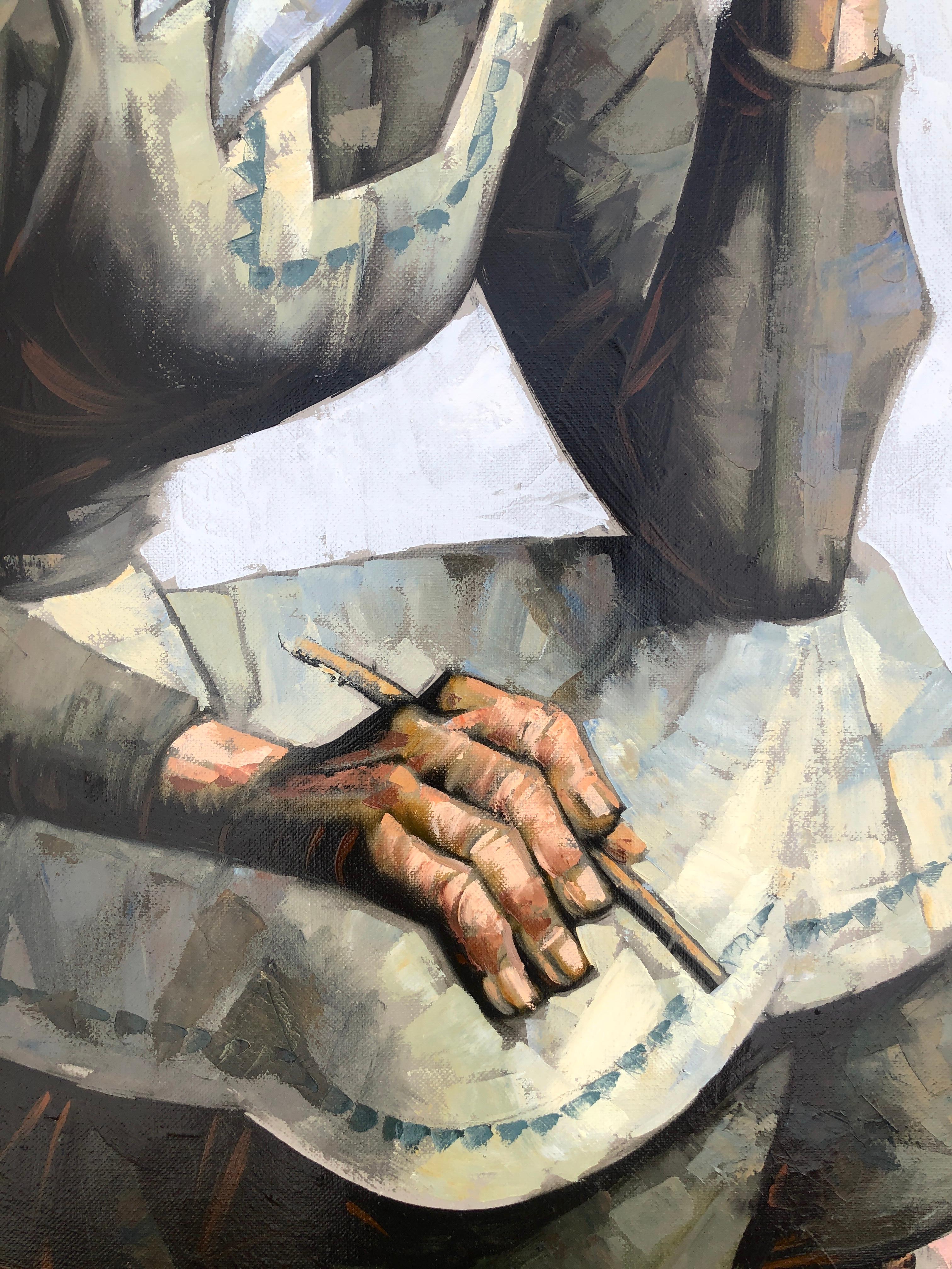Anciana española óleo sobre lienzo pintura Andalucía España 1