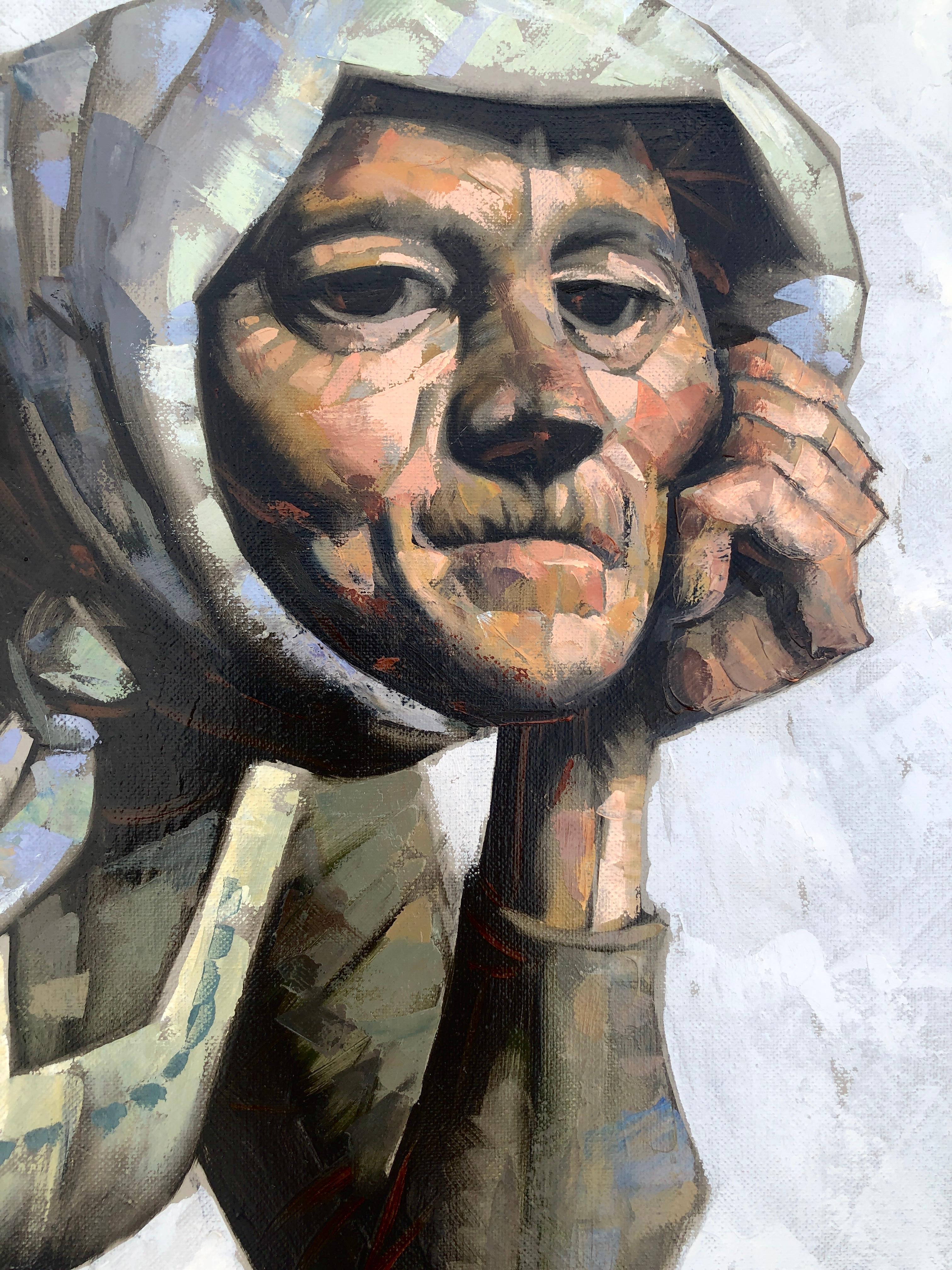 Anciana española óleo sobre lienzo pintura Andalucía España 2