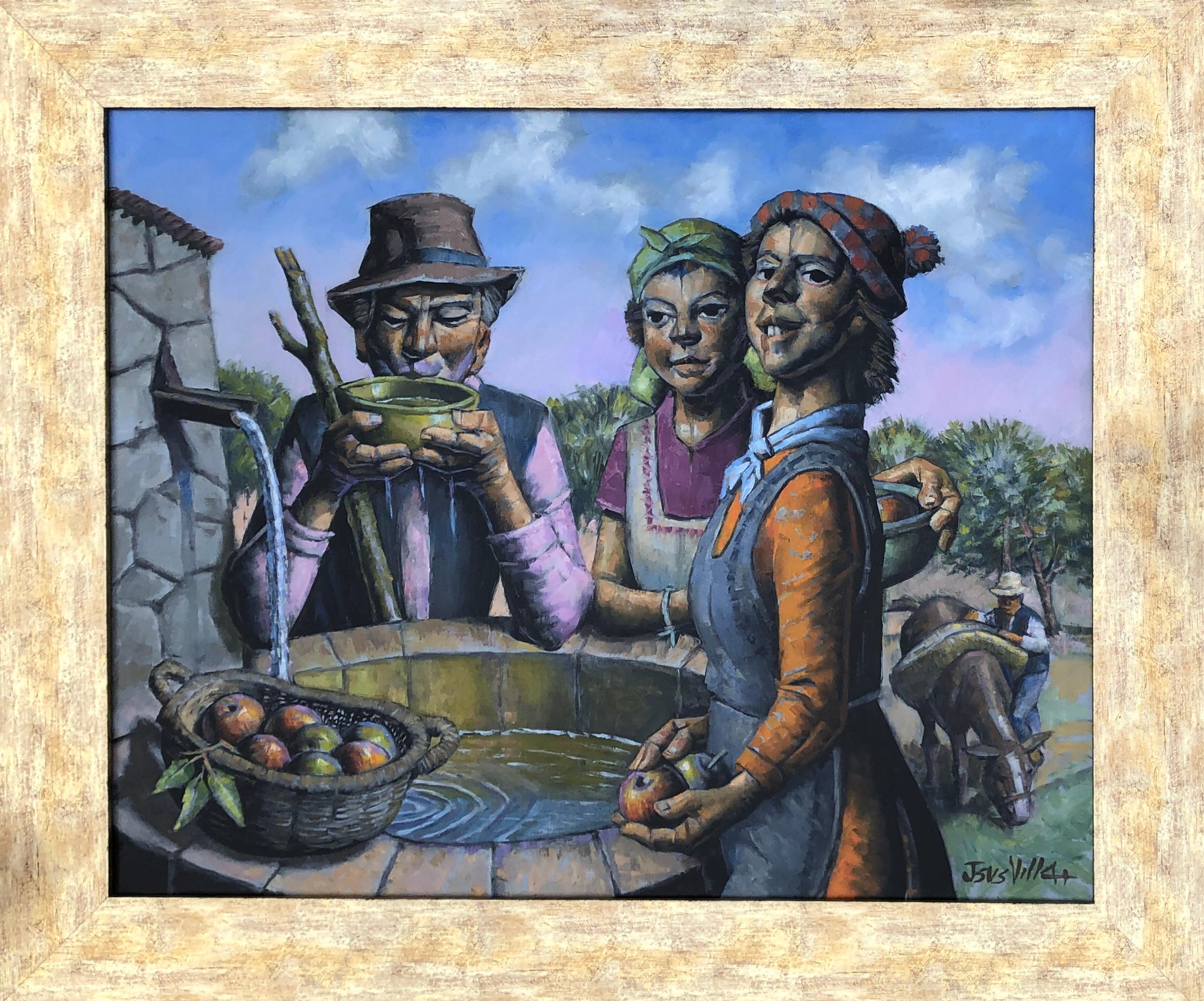Campesinos españoles óleo sobre lienzo pintura Andalucía España - Painting de Jesus Villar