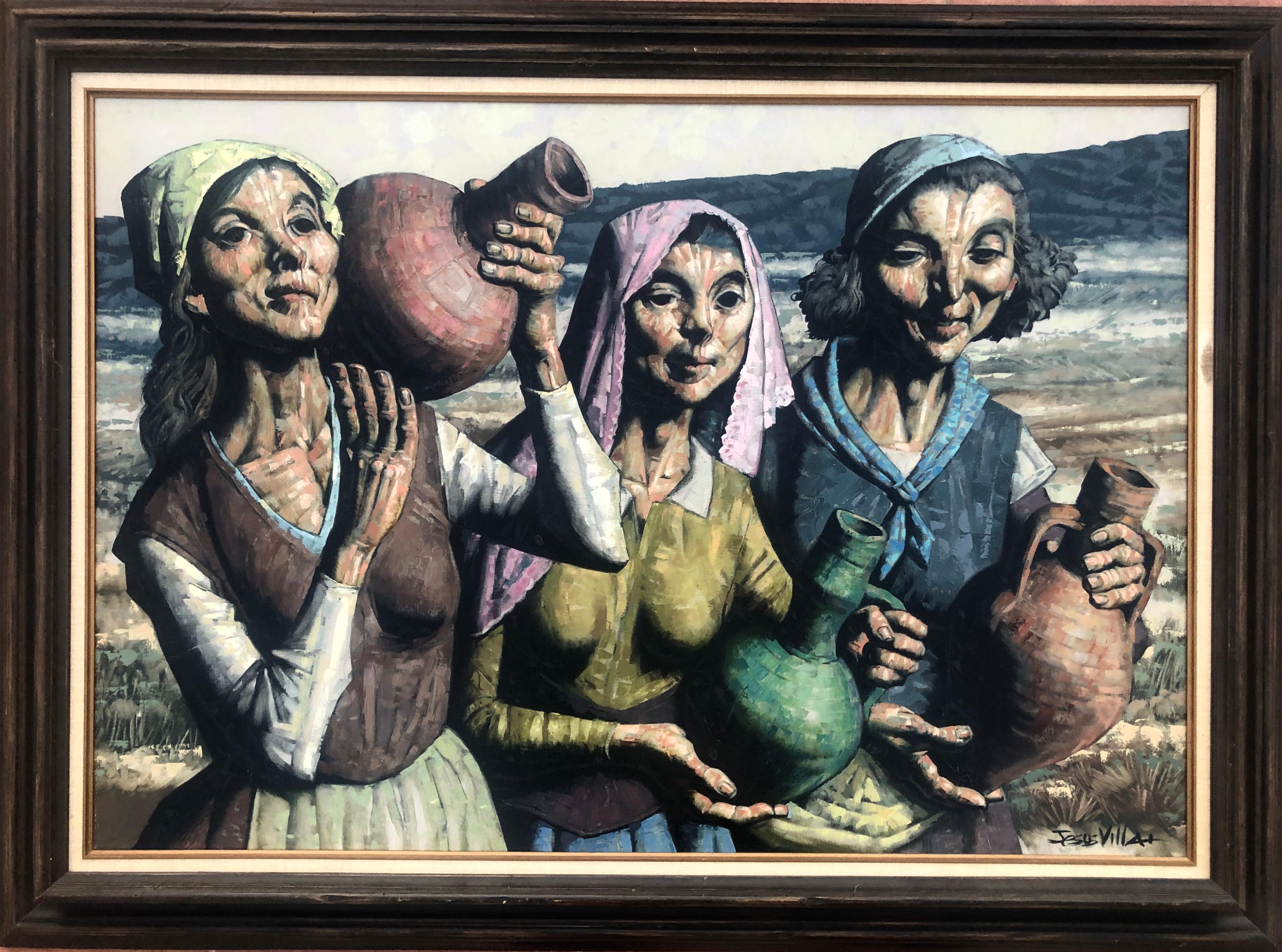 Mujeres con jarras óleo sobre lienzo pintura Andalucía España - Painting de Jesus Villar
