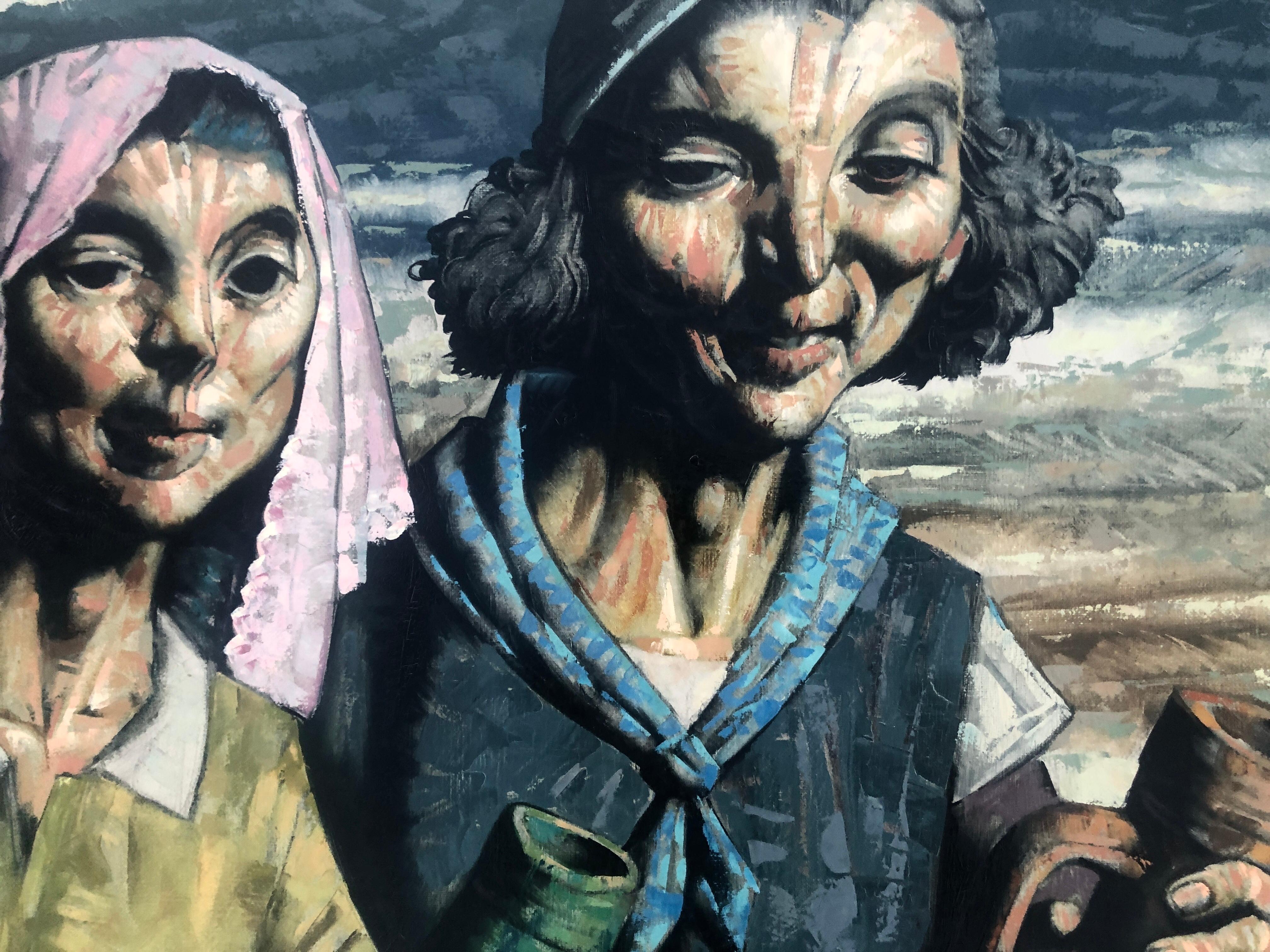 Jesús Villar (1930-2015) - Mujeres - Óleo sobre lienzo
Medidas del óleo 68x98 cm.
Medidas del marco 85x117 cm.

El pintor Jesús Villar nació en 1930, ha vivido y pintado en ambas Castillas, Andalucía, La Mancha, Santander, Vizcaya, Stuttgart, casi