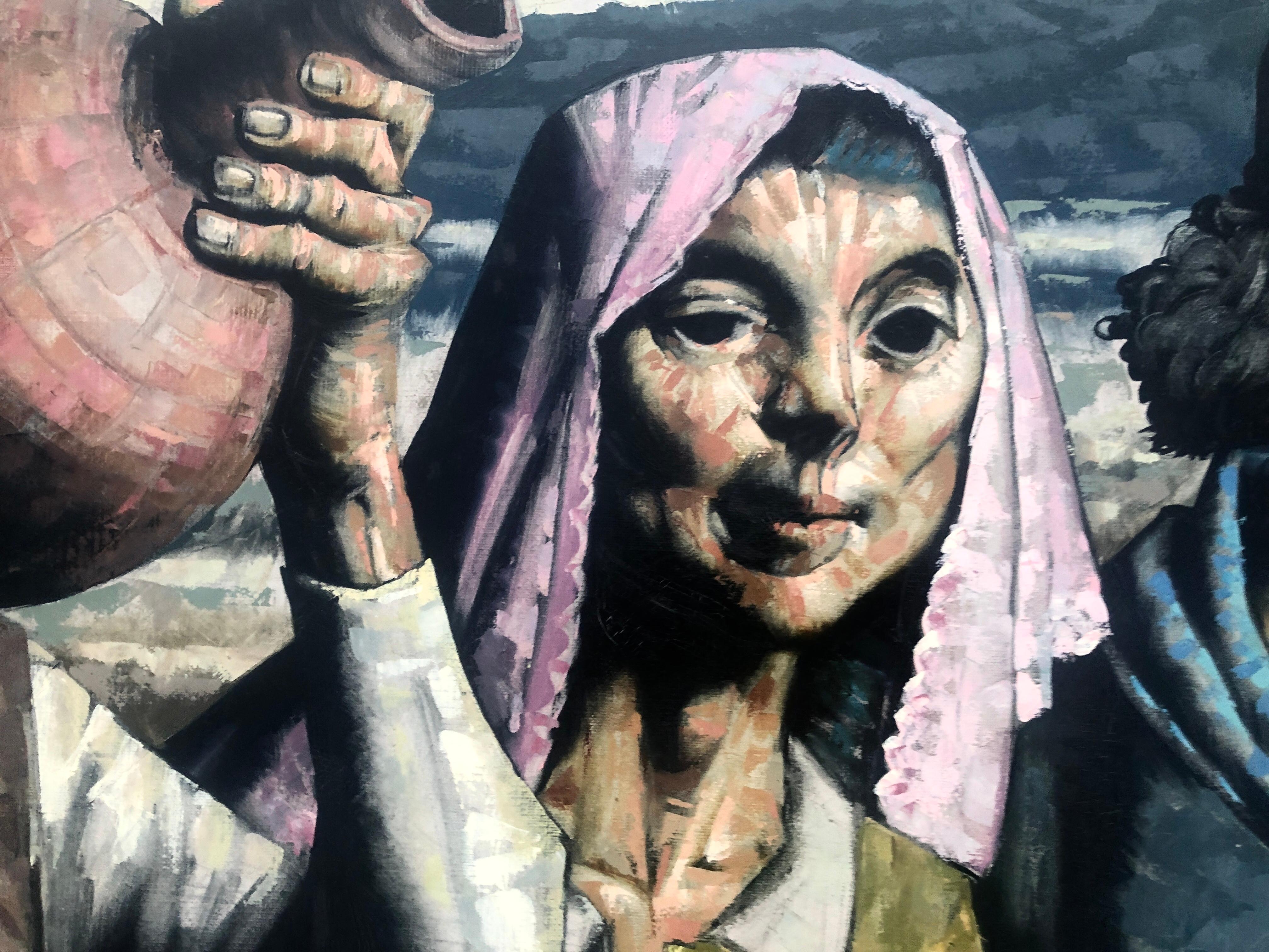 Mujeres con jarras óleo sobre lienzo pintura Andalucía España en venta 1