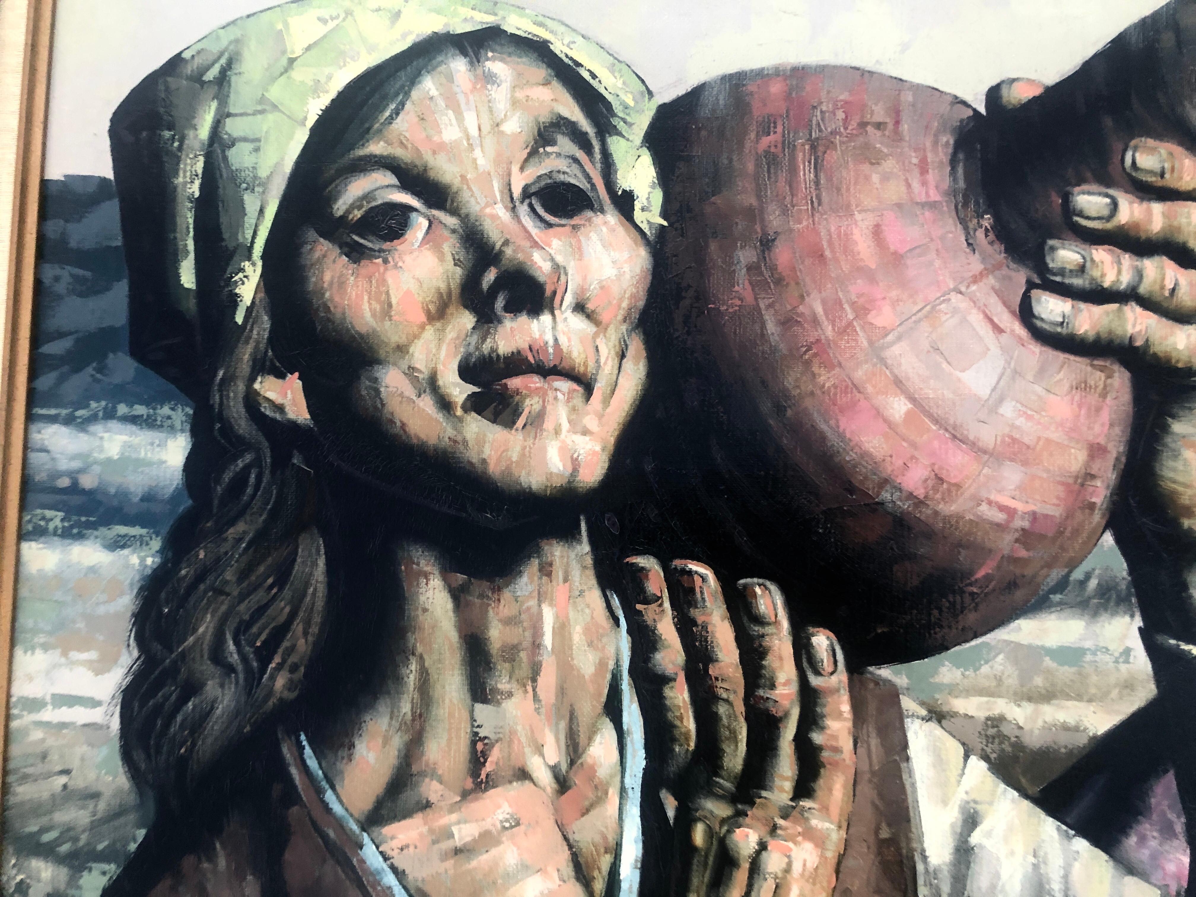 Mujeres con jarras óleo sobre lienzo pintura Andalucía España en venta 2