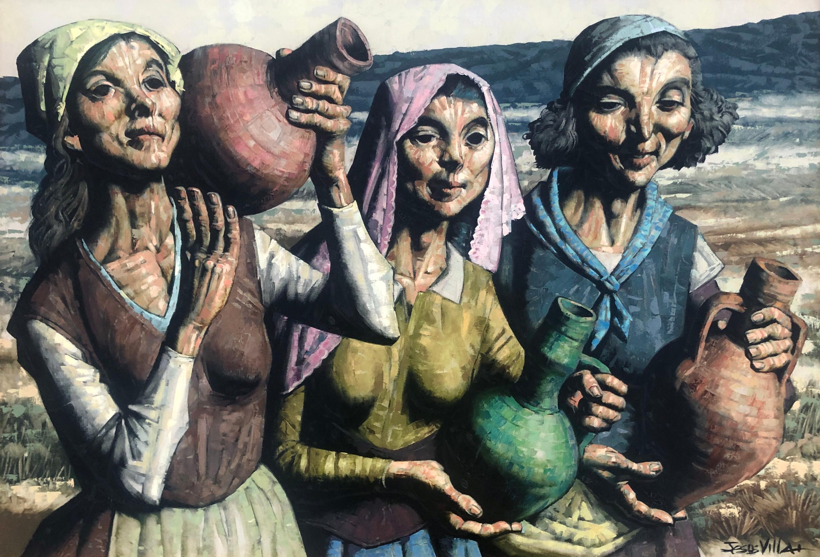 Women with Jugs oil on canvas painting Andalusia Spain