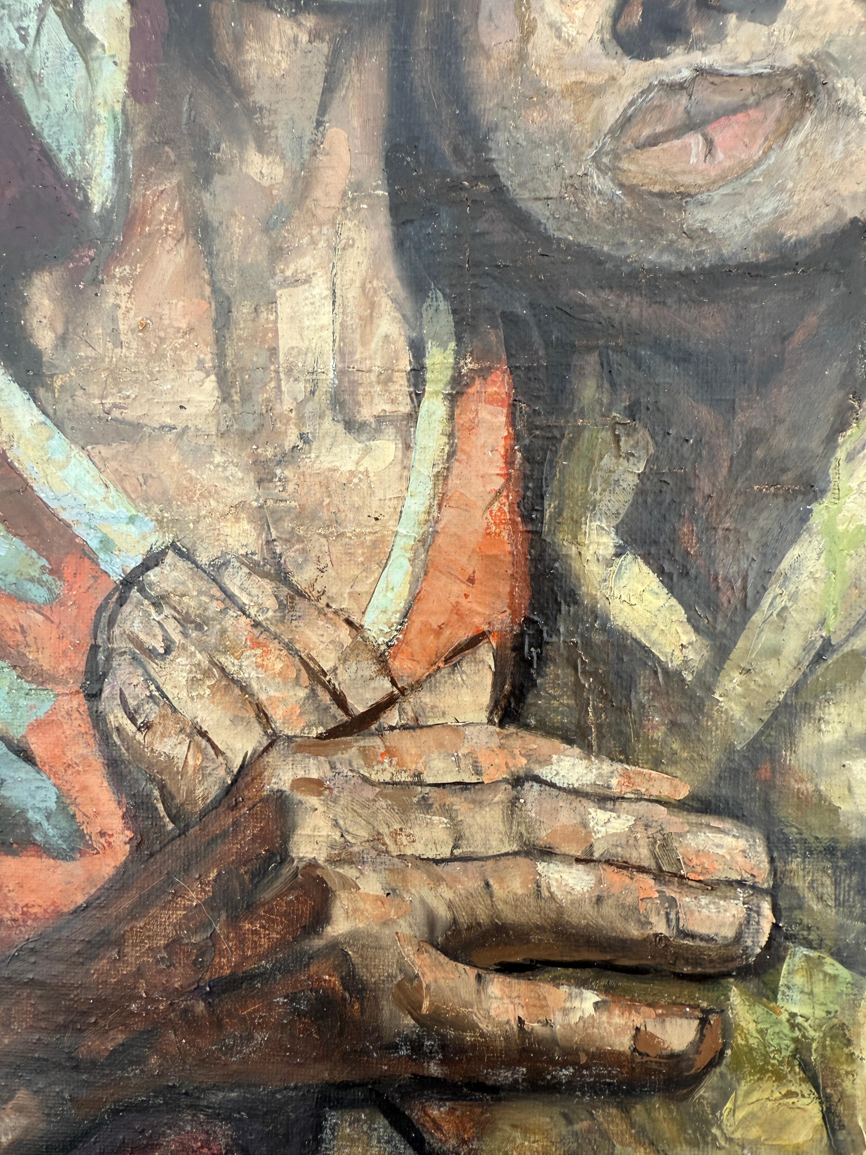Título: Maternidad

Artista: Jesús Villar (1930-2015)

Técnica: Óleo sobre lienzo

Dimensiones: 14,96 x 18,11 pulg.

Enmarcado: Sin enmarcar

Firma: Firmado abajo a la derecha: JVillar

Fecha: Alrededor de 1980

Estado: Bueno. Rico empaste con