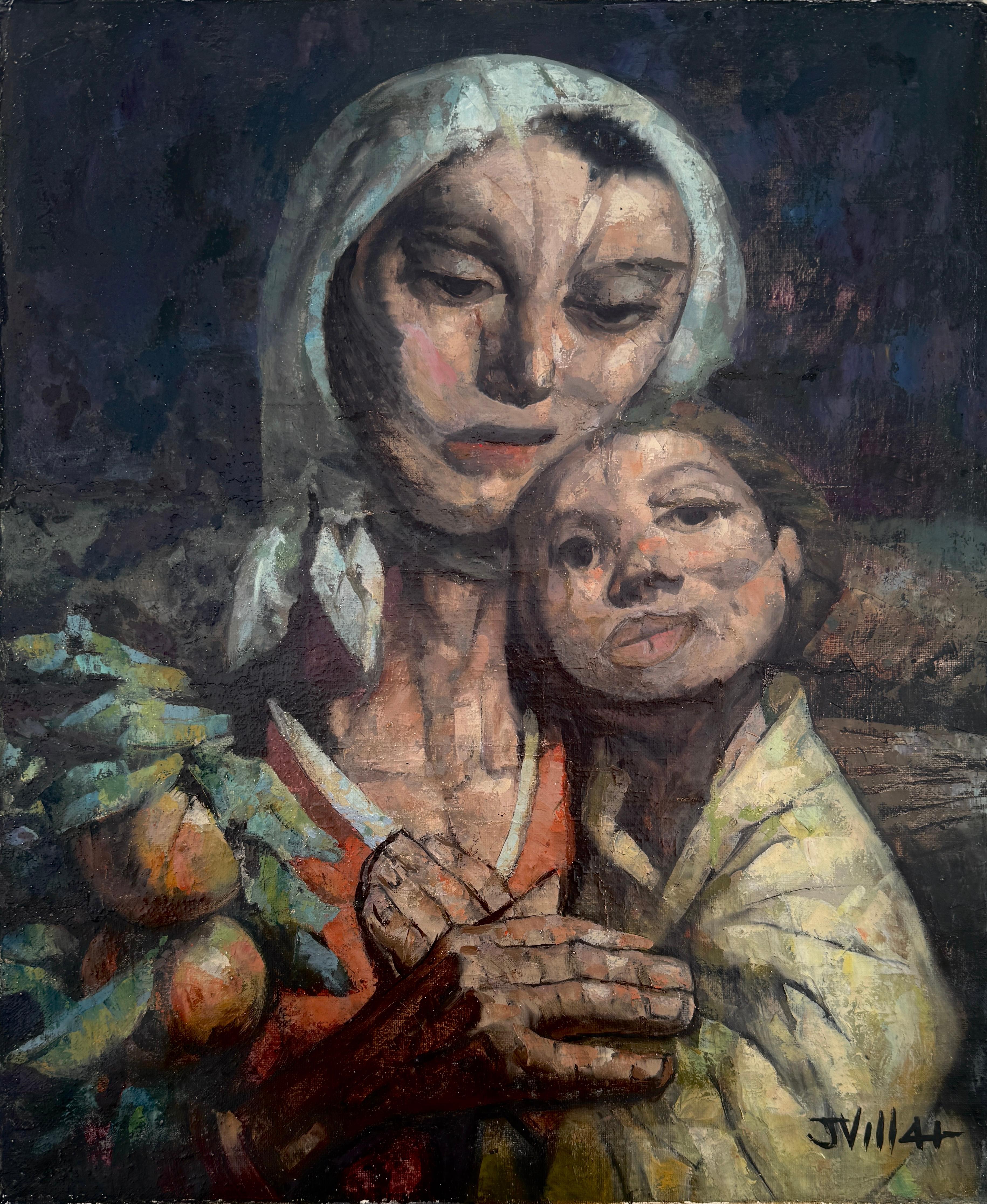 Quadro olio su tela Maternità