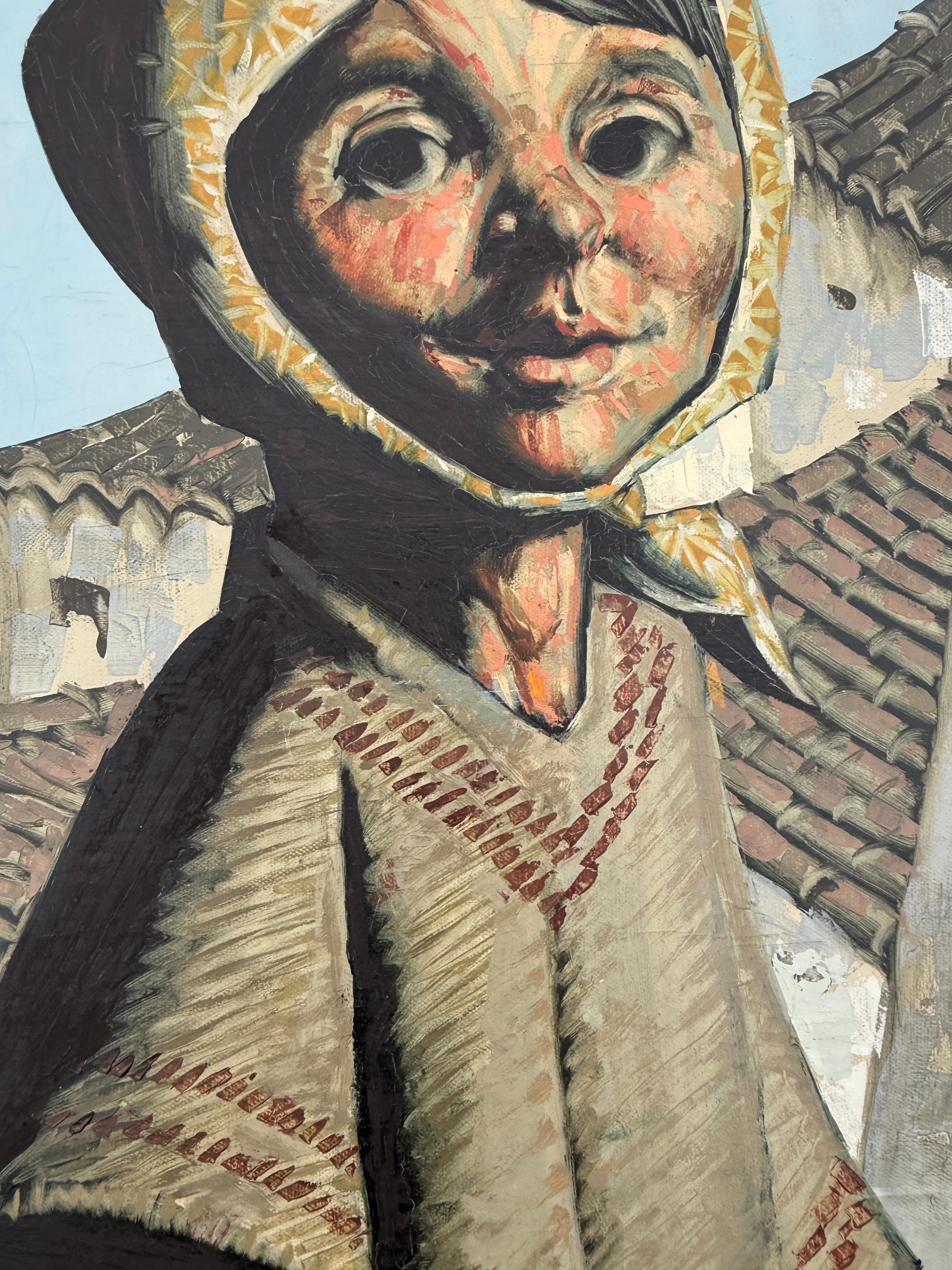 Título: Mujer joven buscando agua

Artista: Jesús Villar (1930-2015)

Técnica: Óleo sobre lienzo

Dimensiones: 39,4 x 20,1 pulg.

Fecha estimada: c. 2000

Firma: Firmado abajo a la izquierda: 