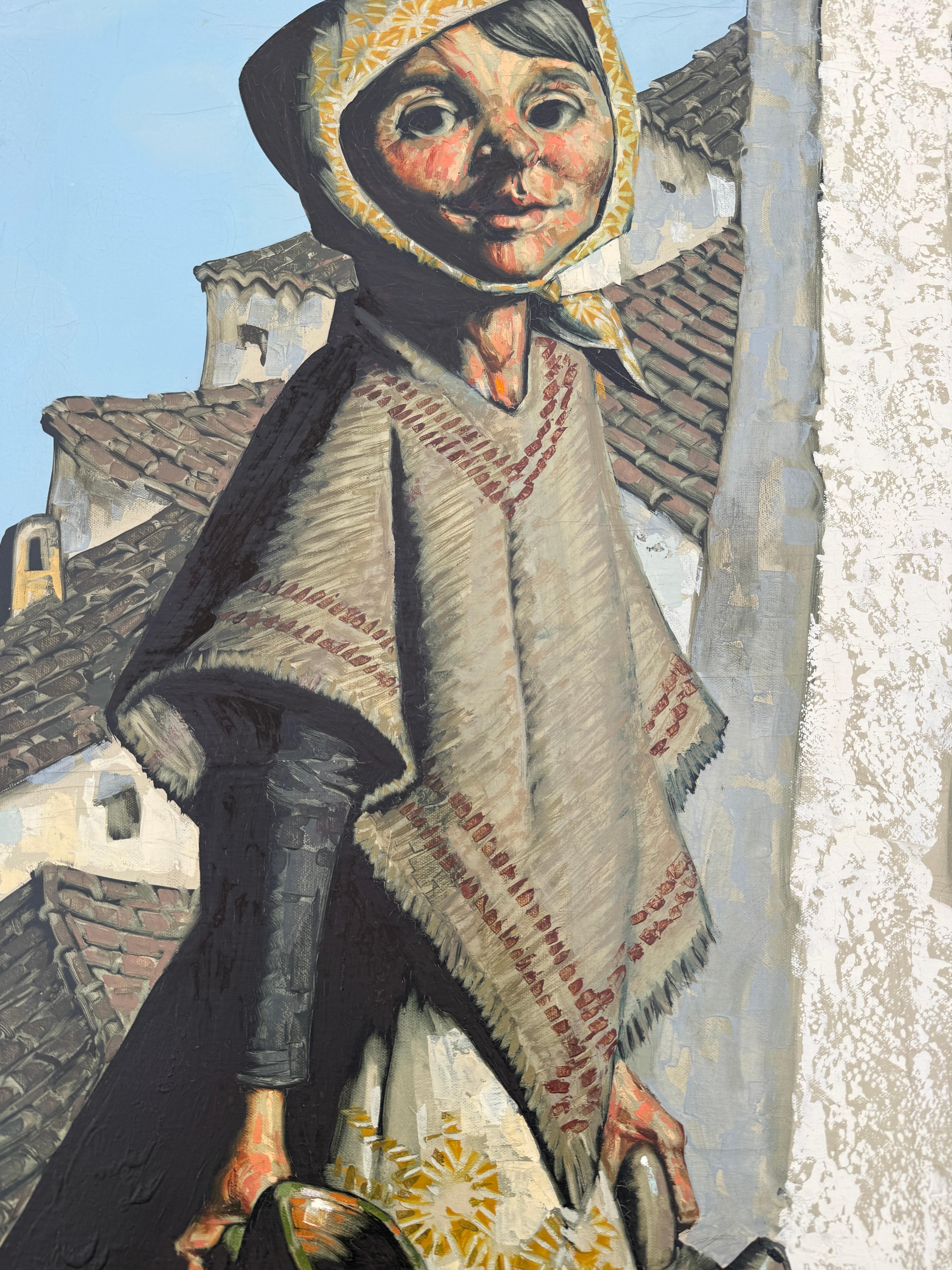 Mujer joven buscando agua óleo sobre lienzo pintura España en venta 1