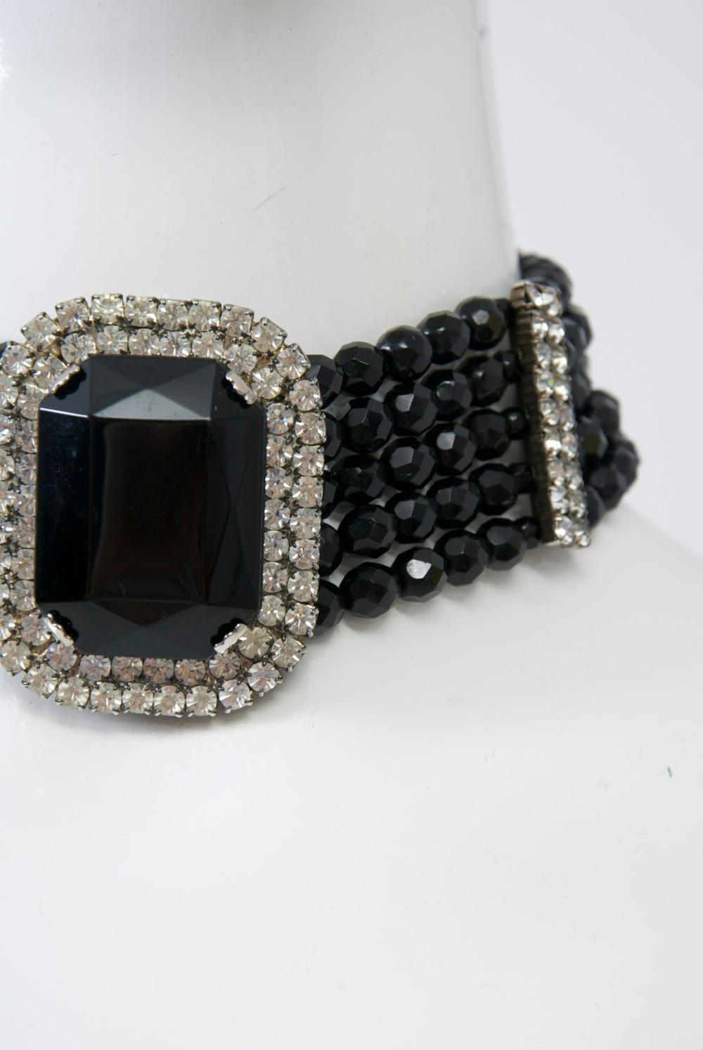 Jet and Rhinestone Choker In Good Condition In Alford, MA