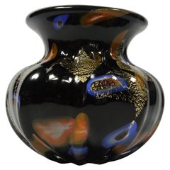 Jet Black "Murano" Glass Vase by Tosti Iwata, Japan, 1950s