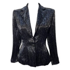 Veste blazer de soirée en perles, noir de jais, années 1940