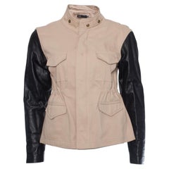 JET John Eshaya, Beige jacket with leather sleeves