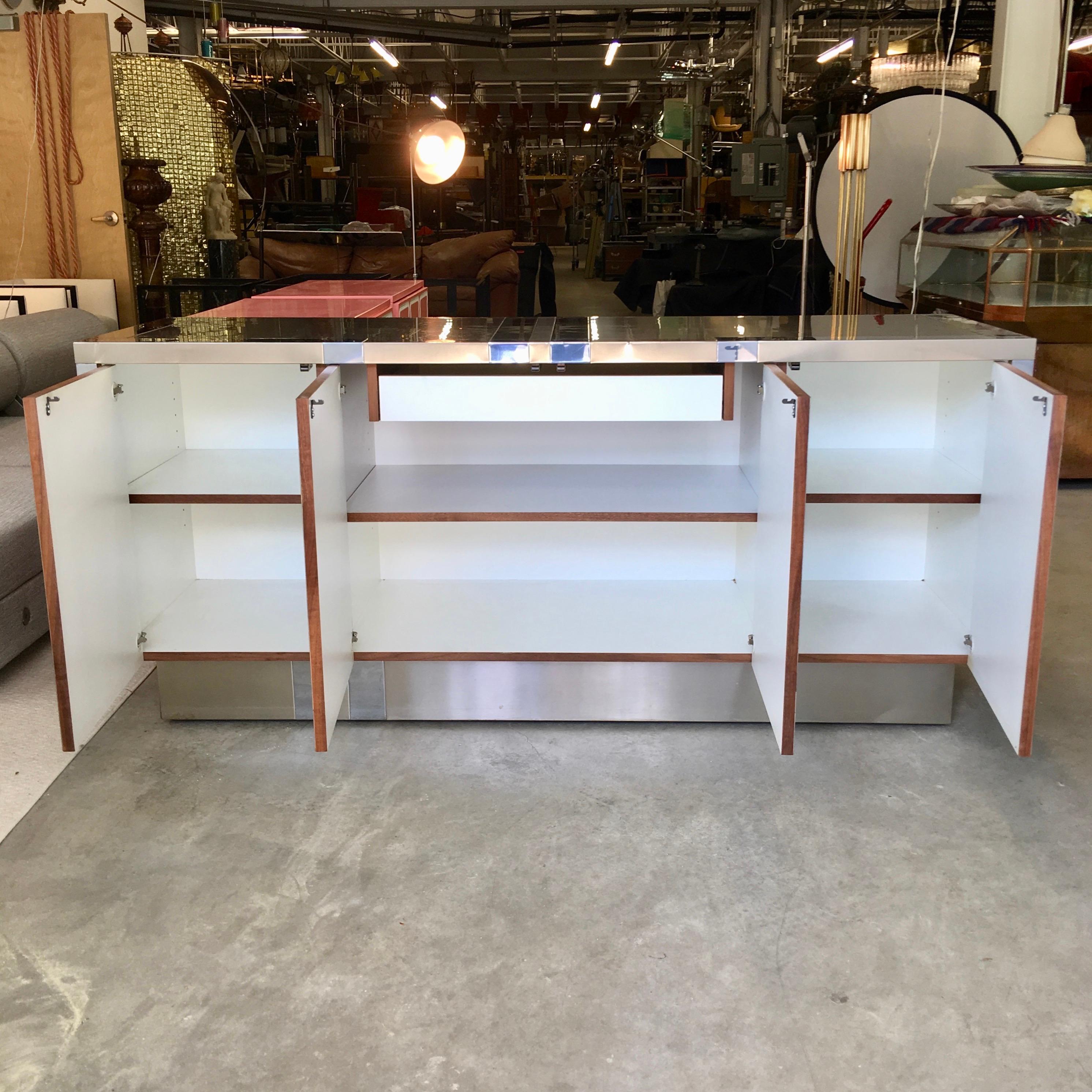 American Jet Set Glam Vintage Credenza Clad in Stainless Steel