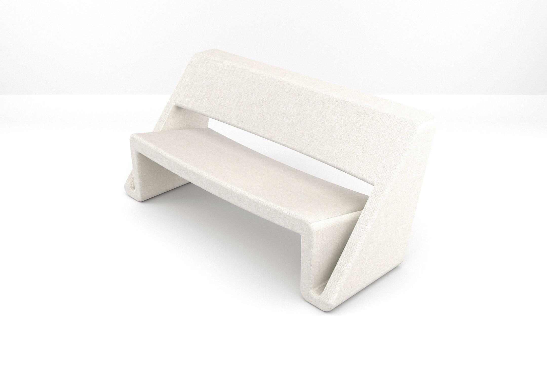 Jet Sofa - Modernes handgefertigtes zweisitziges Sofa mit weißem Stoff gepolstert im Zustand „Neu“ im Angebot in London, GB