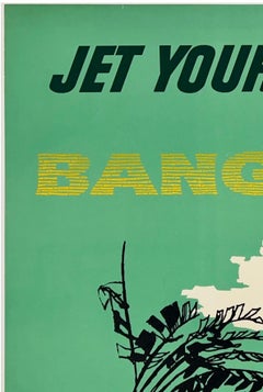 DÜSEN SIE MIT DEM B.O.A.C. NACH BANGKOK Original Vintage Airline Travel Poster