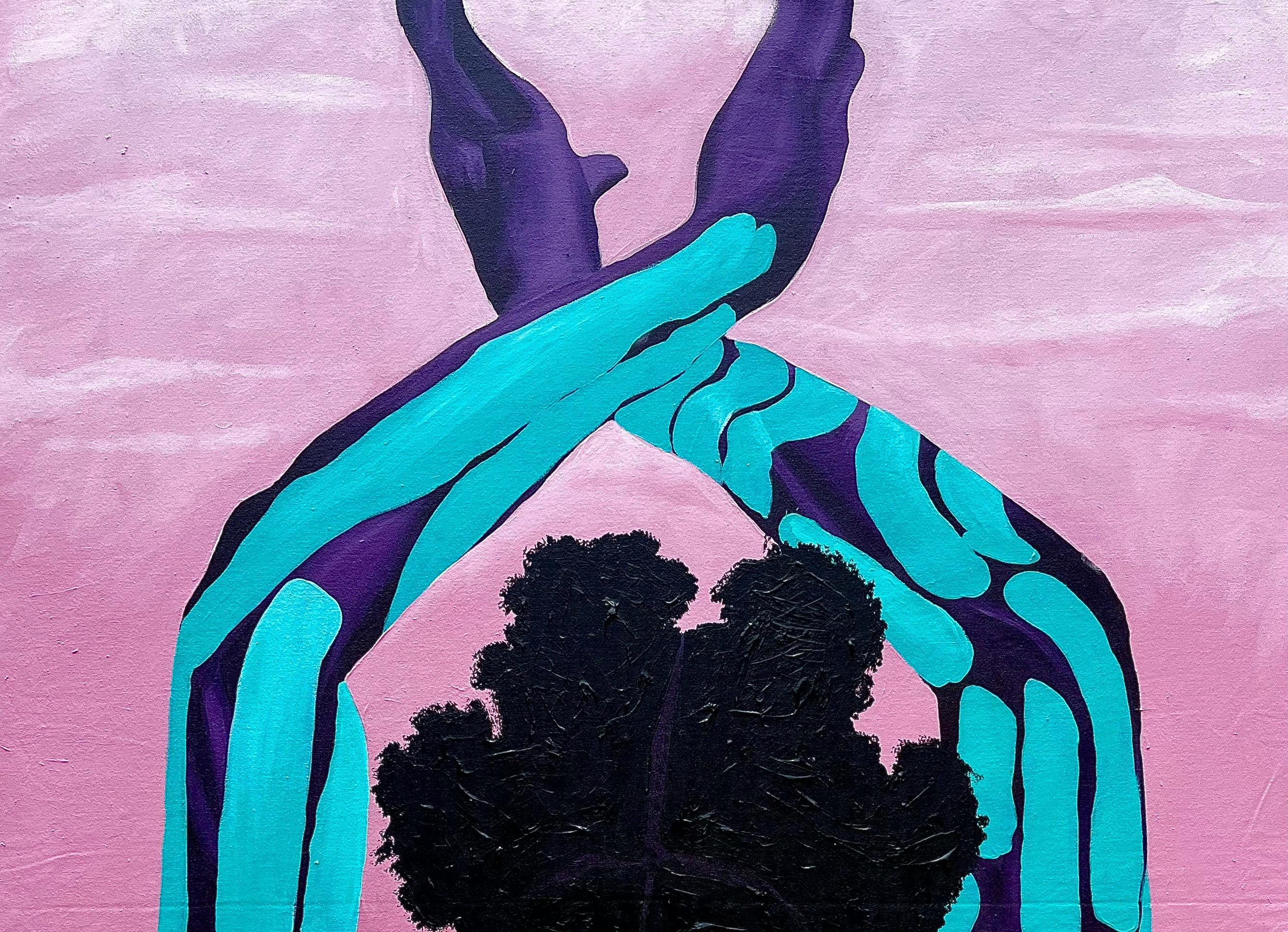 Quando il silenzio balla - 21° secolo, Figurativo, Africano, Donne, Scrittura corporea - Painting di Jethro King Oluwatosin