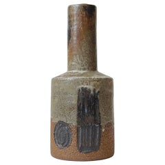 Jette Hellerøe Brutalist Vase in Glazed Stoneware for Axella, Danish 1970s