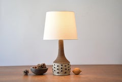 Jette Hellerøe Midcentury Danish Ceramic Table Lamp Beige and Brown, 1970s