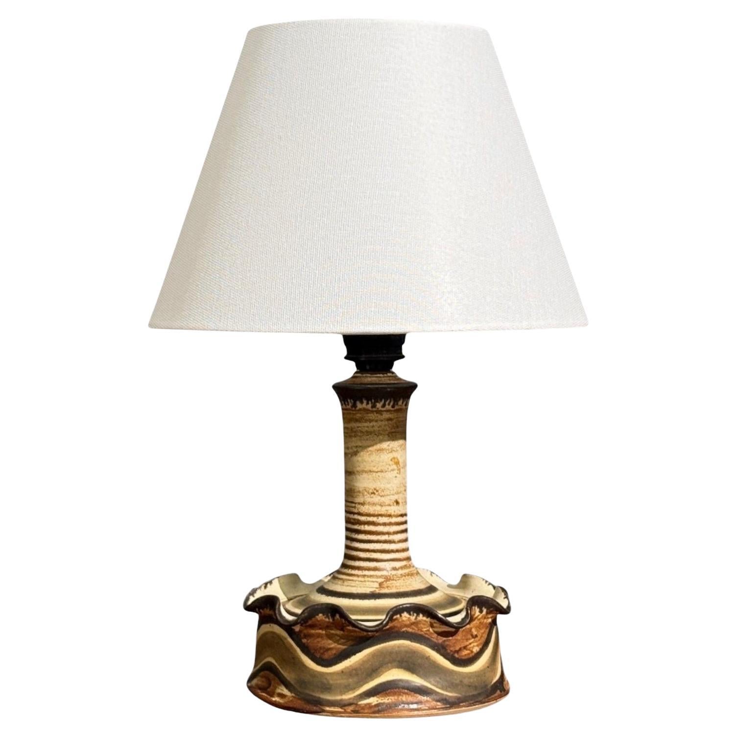 Jette Hellerøe, Lámpara de sobremesa, Cerámica beige, Dinamarca, Década de 1970