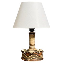 Jette Hellerøe, Lámpara de sobremesa, Cerámica beige, Dinamarca, Década de 1970