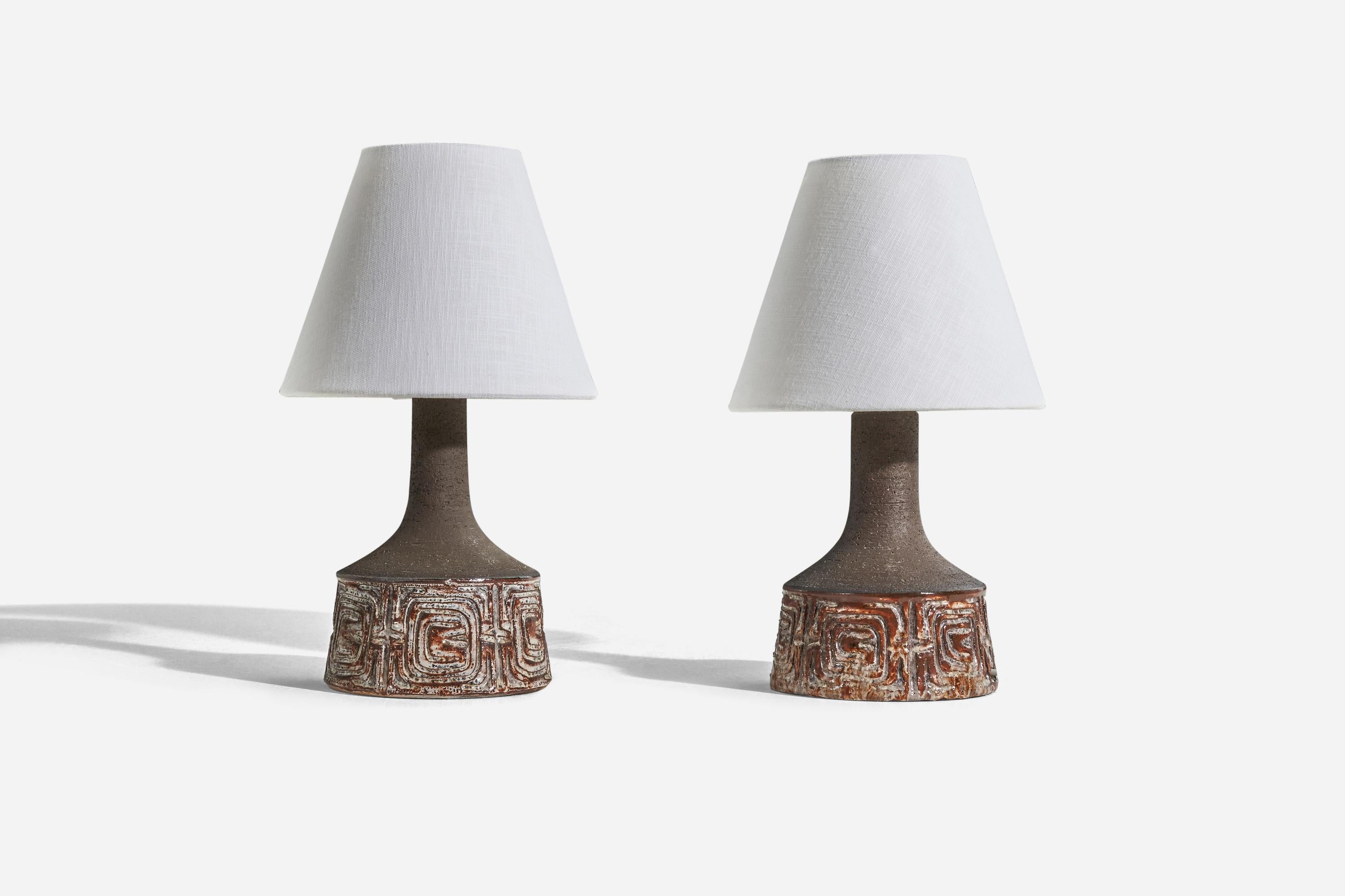 Mid-Century Modern Jette Hellerøe, Table Lamps, Glazed Stoneware, Denmark, 1960s For Sale