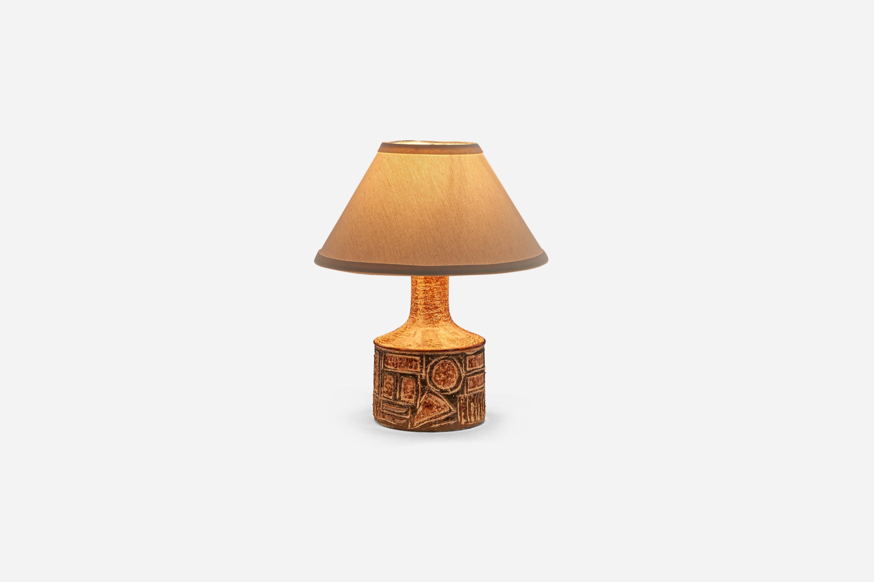 Danish Jette Hellerøe, Table Lamp, Glazed Stoneware, Denmark, 1960s