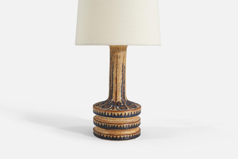 Jette Hellerøe, Table Lamp Glazed Stoneware, Denmark, 1960s In Good Condition For Sale In West Palm Beach, FL
